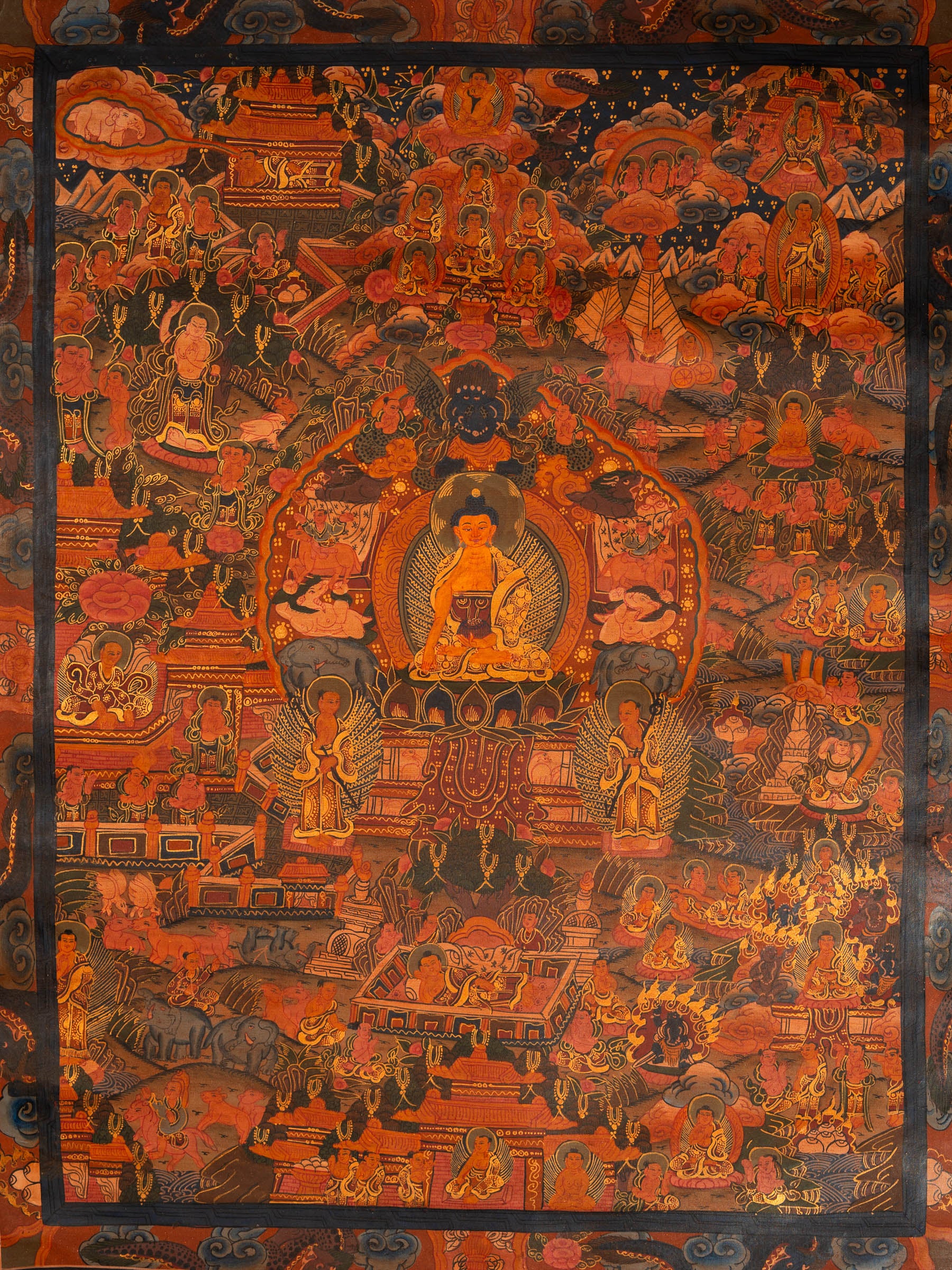 Antique Buddha Life Thangka - Handpainted Art