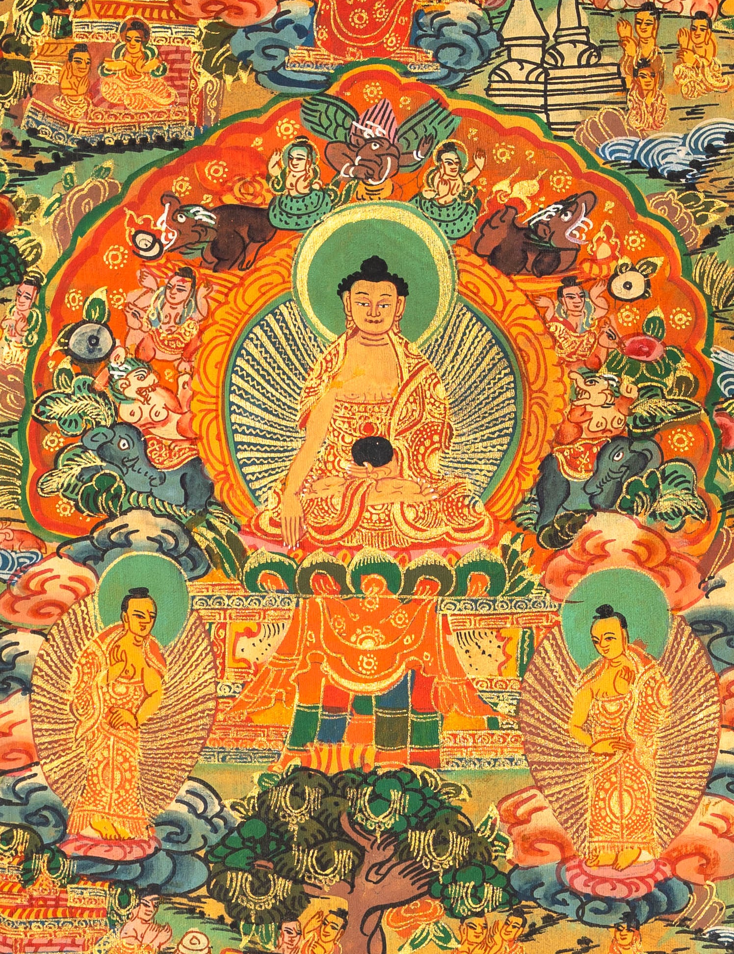 Buddha Life Thangka - Sacred Painting