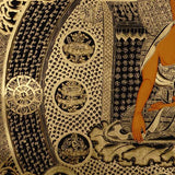 Buddha Mandala Thangka Painting - Tibetan art on Black and Gold