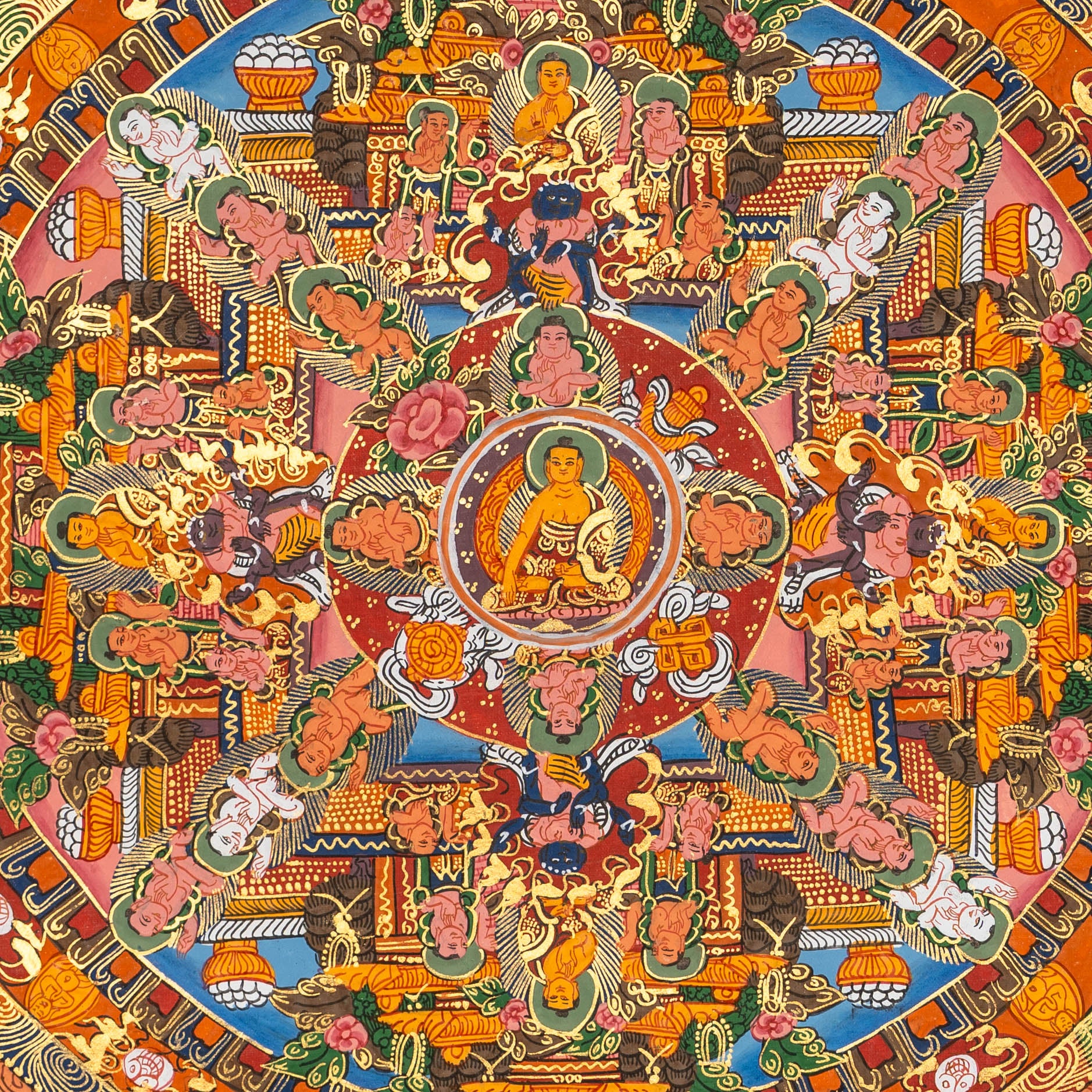 Buddha Mandala Thangka - Sacred Tibetan Art