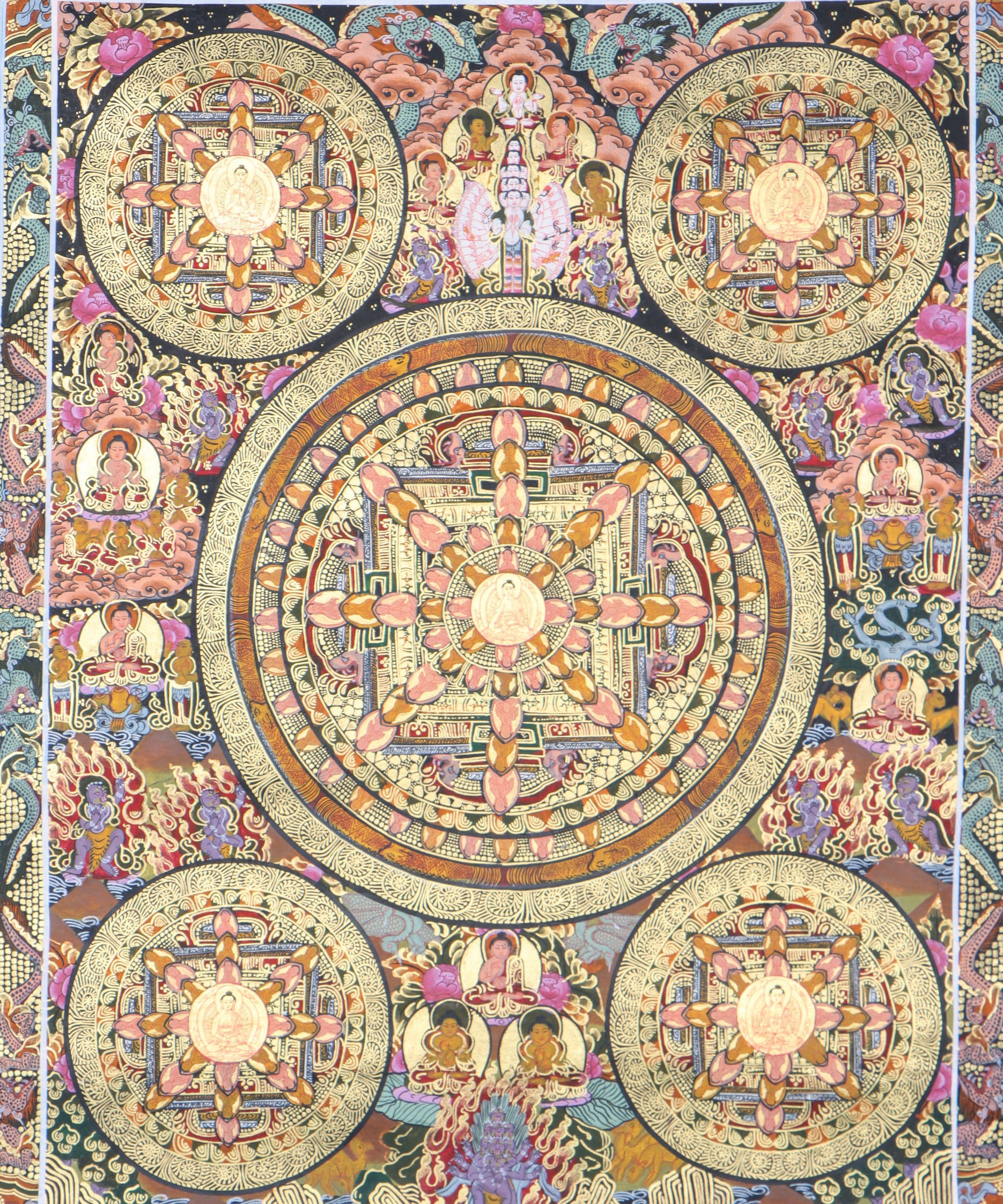 Buddha Mandala Thangka serves as a visual portal to the enlightened realms.