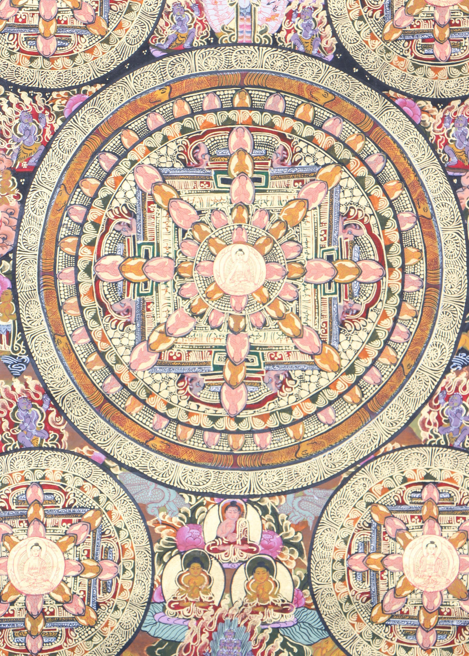 Buddha Mandala Thangka serves as a visual portal to the enlightened realms.