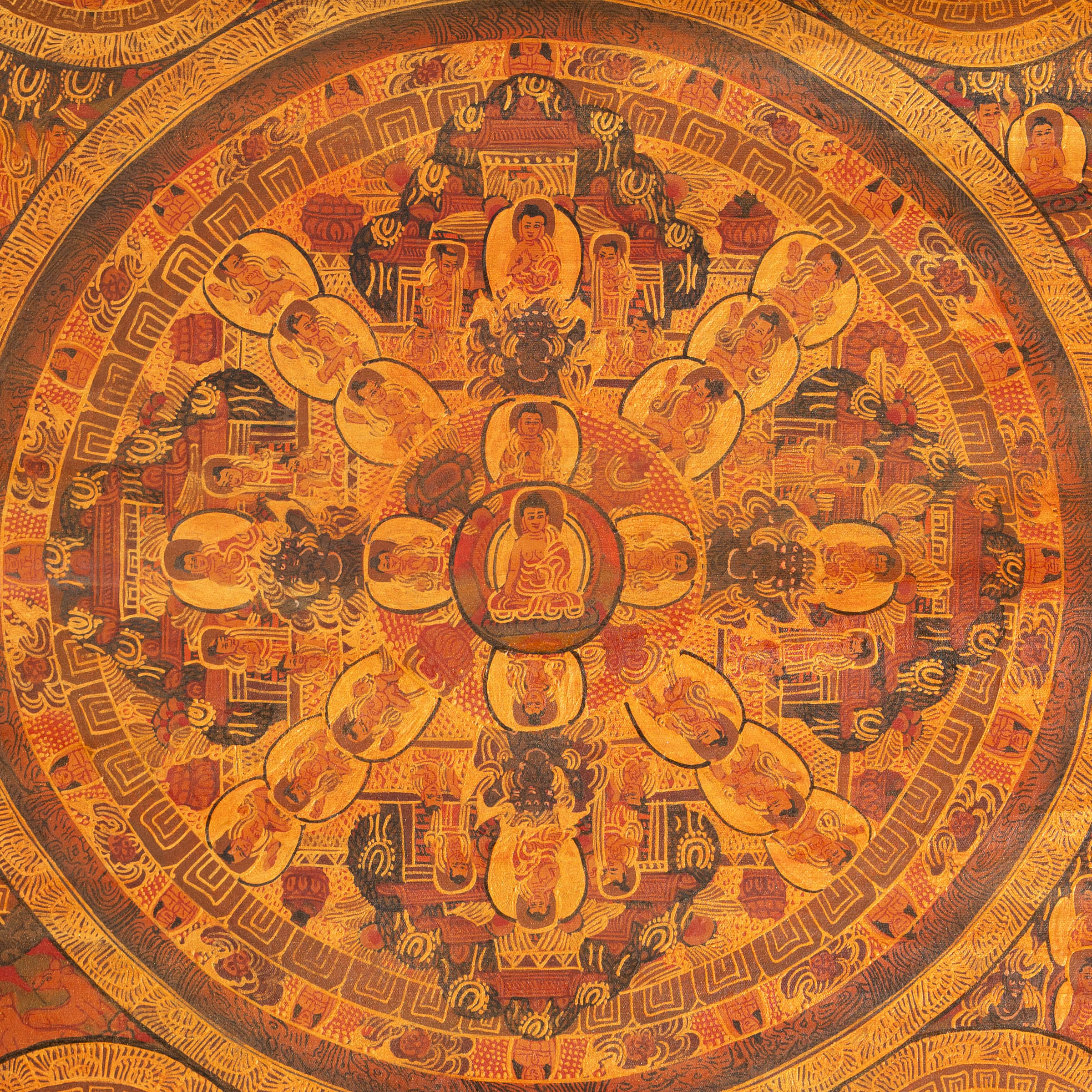 Antique Buddha Mandala - Sacred Handpainted Thangka