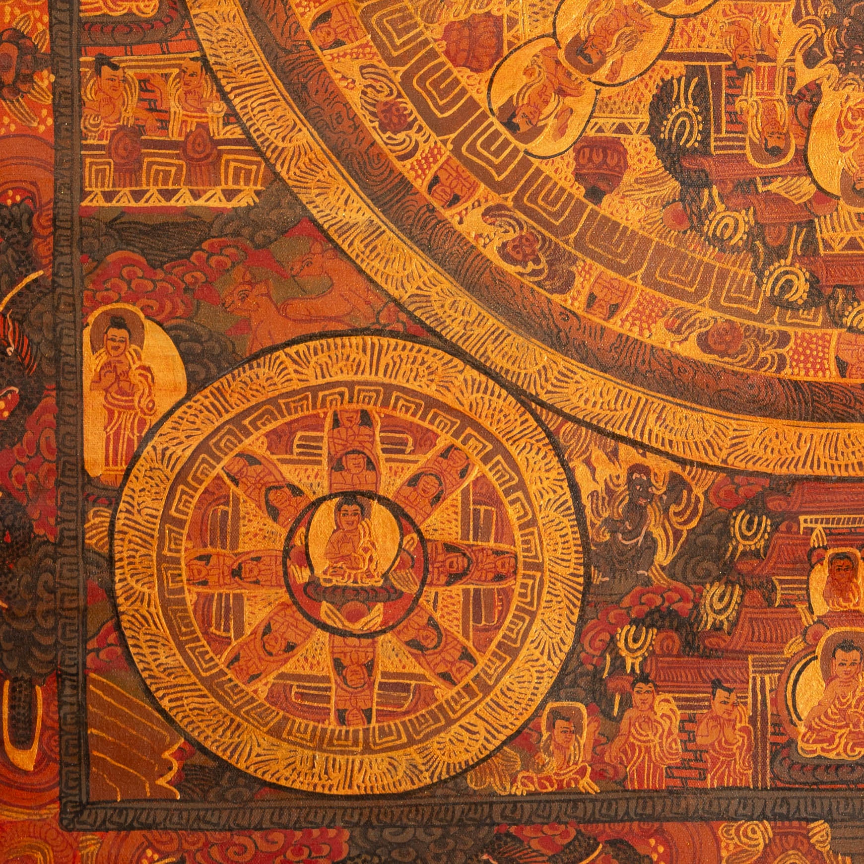 Antique Buddha Mandala - Sacred Handpainted Thangka