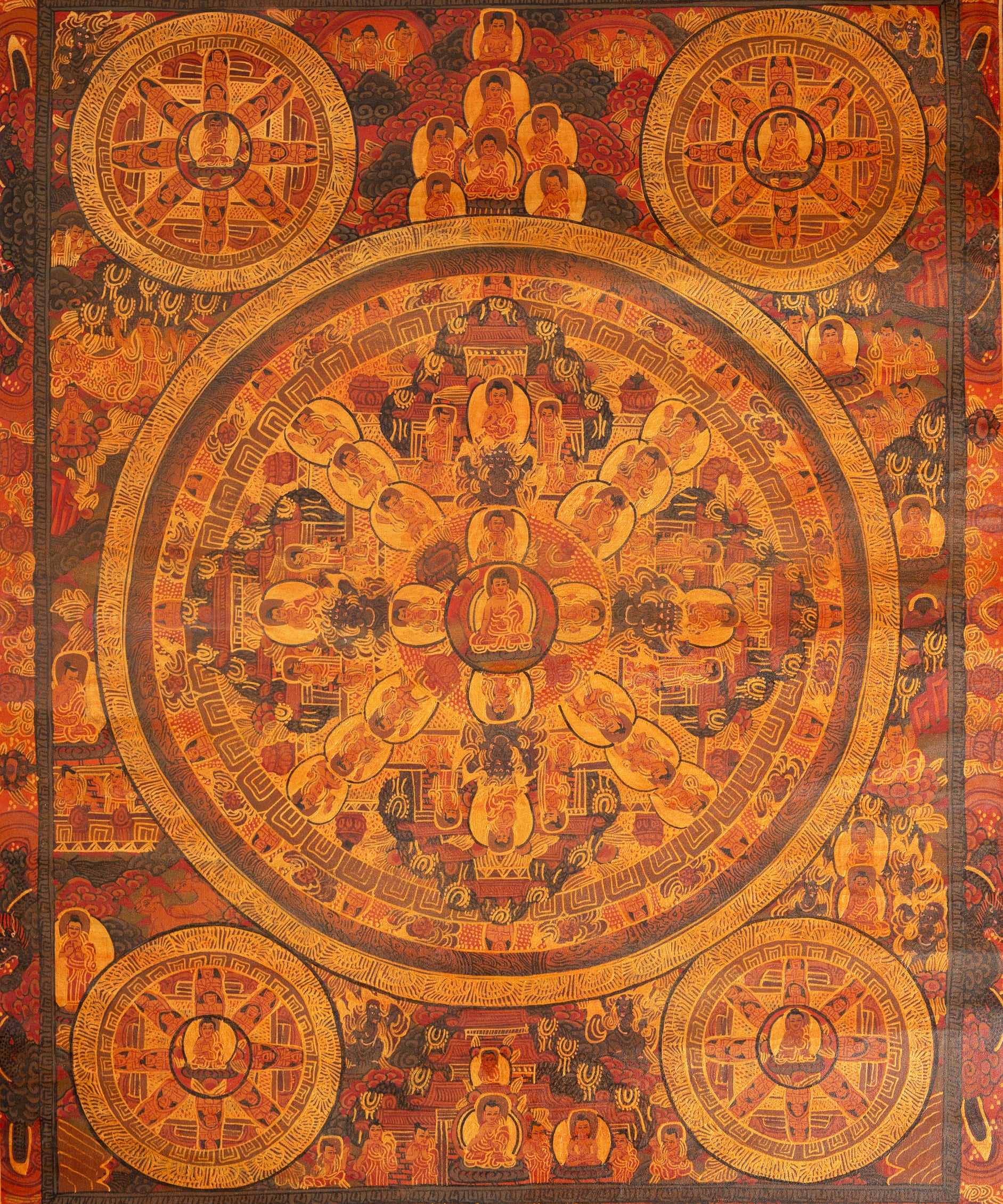 Antique Buddha Mandala - Sacred Handpainted Thangka