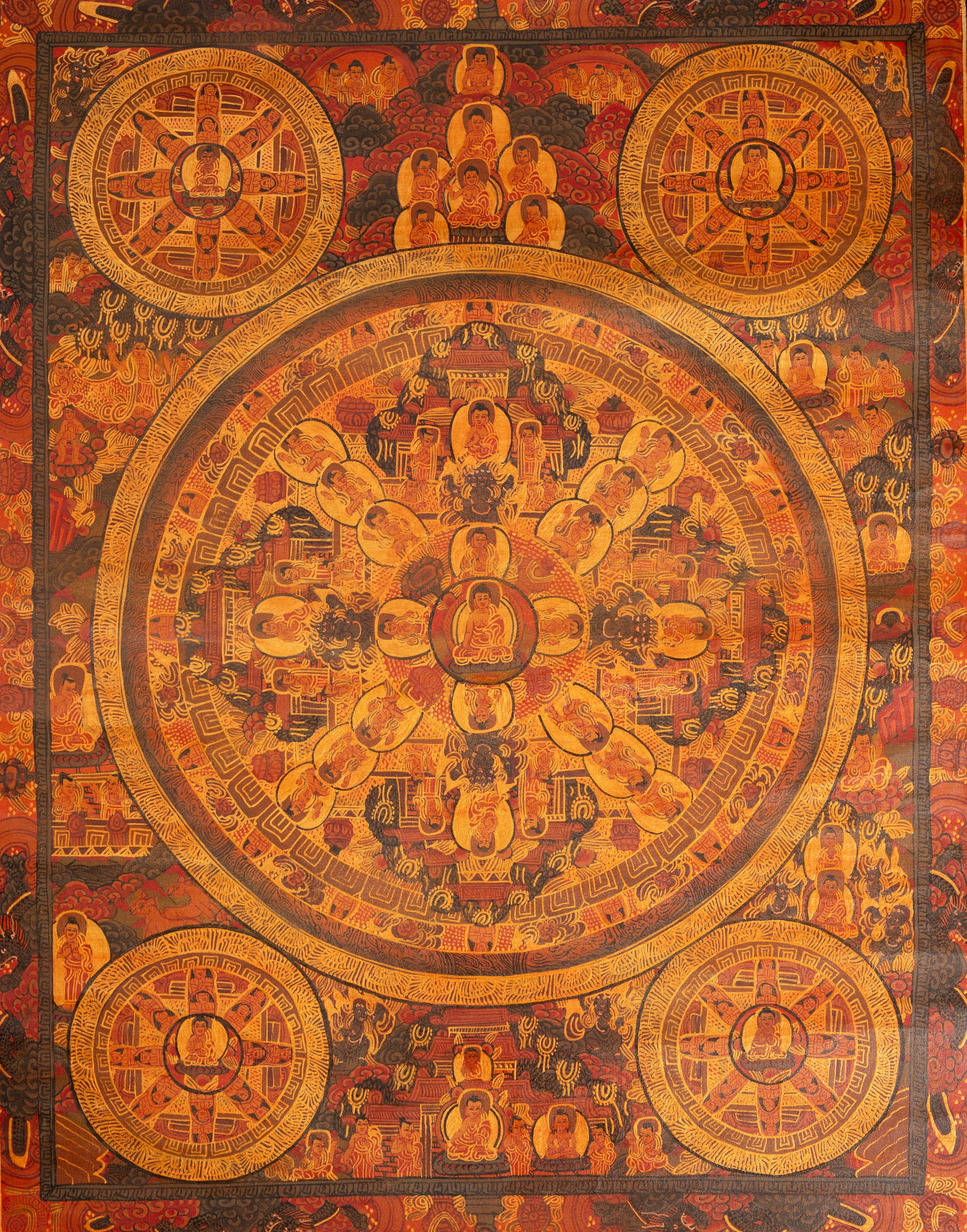 Antique Buddha Mandala - Sacred Handpainted Thangka