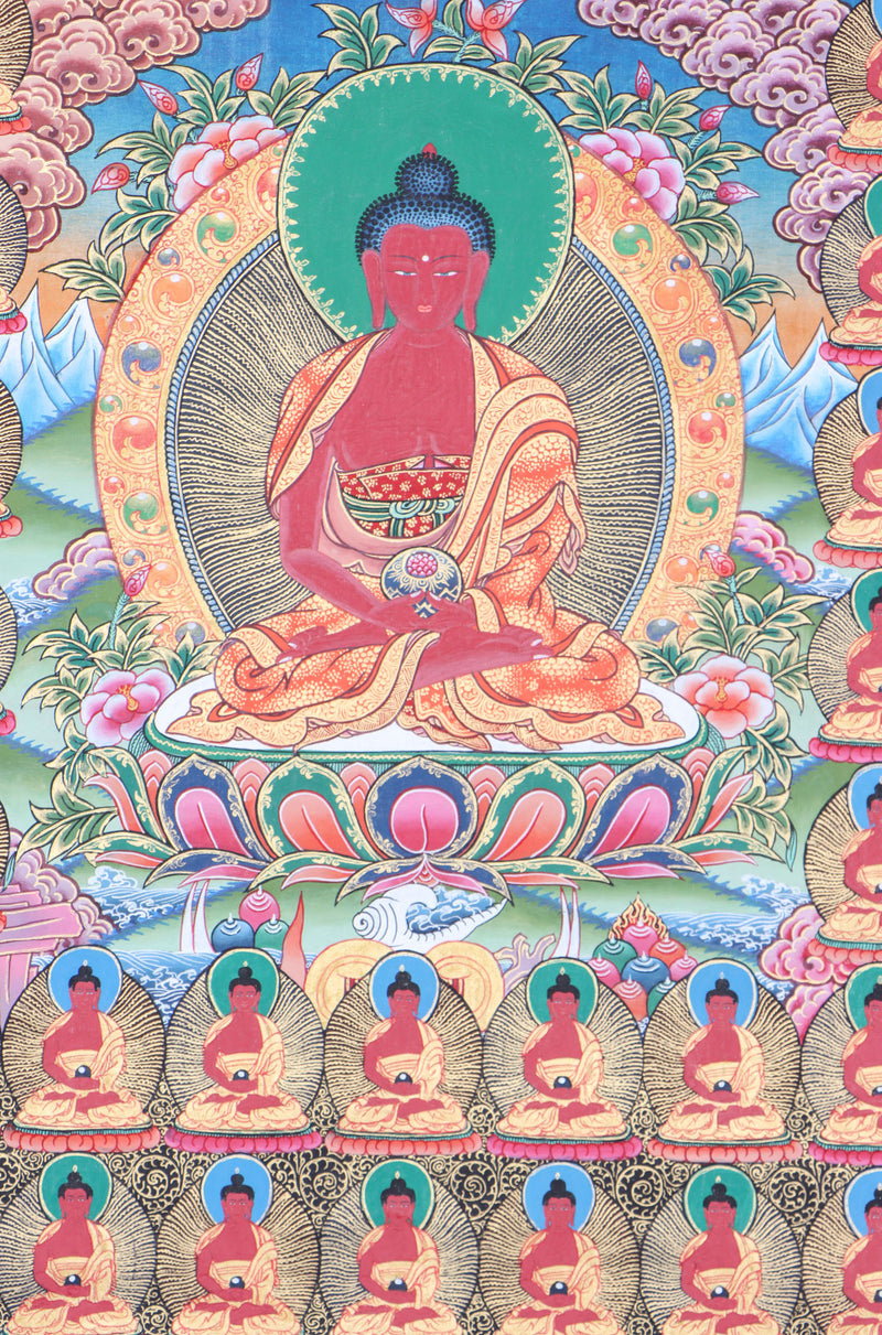 108 Buddha Thangka is an effective visual aid for meditation, contemplation, and devotion.