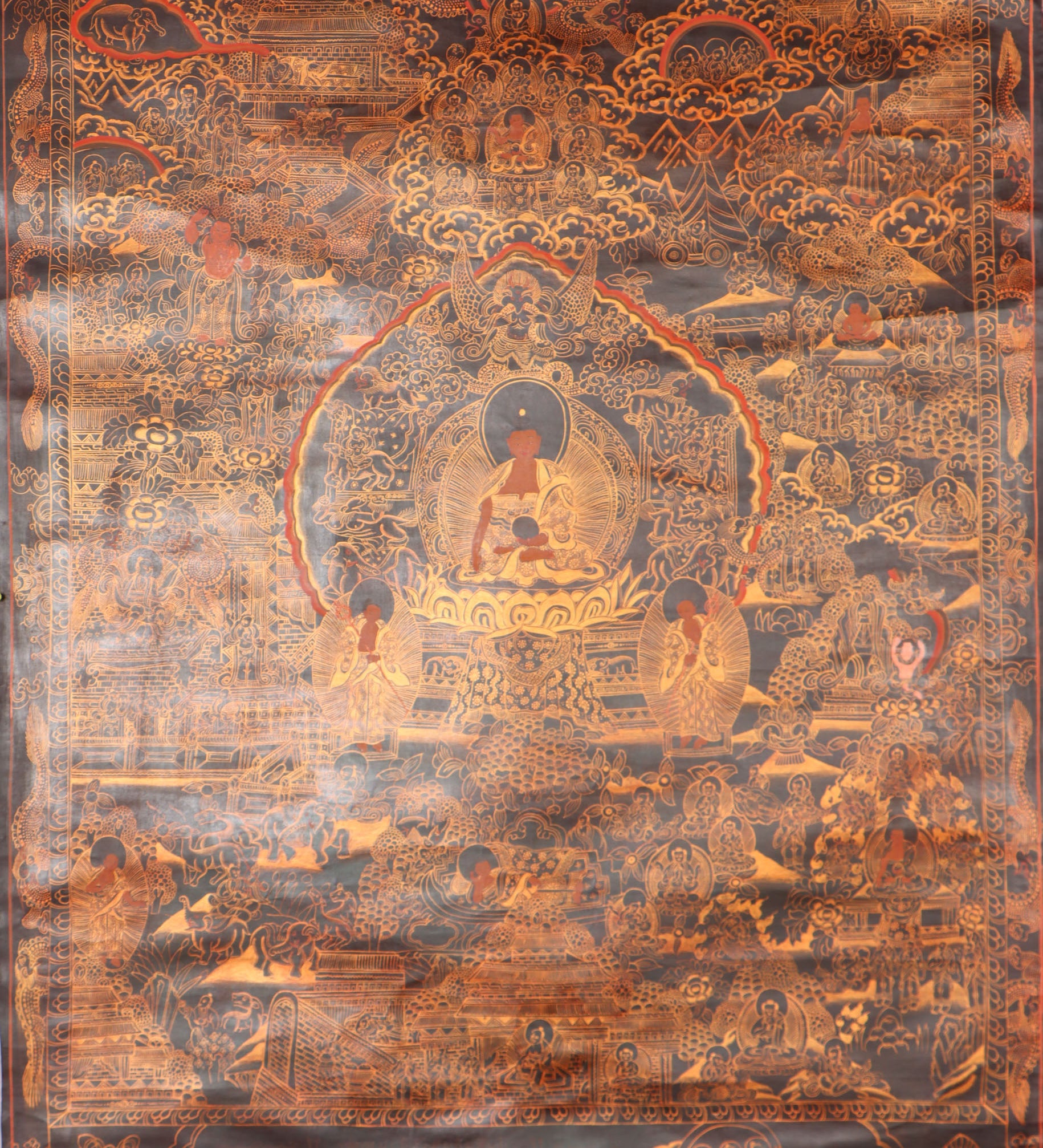 Buddha Life Thangka Painting for wall hanging decor.