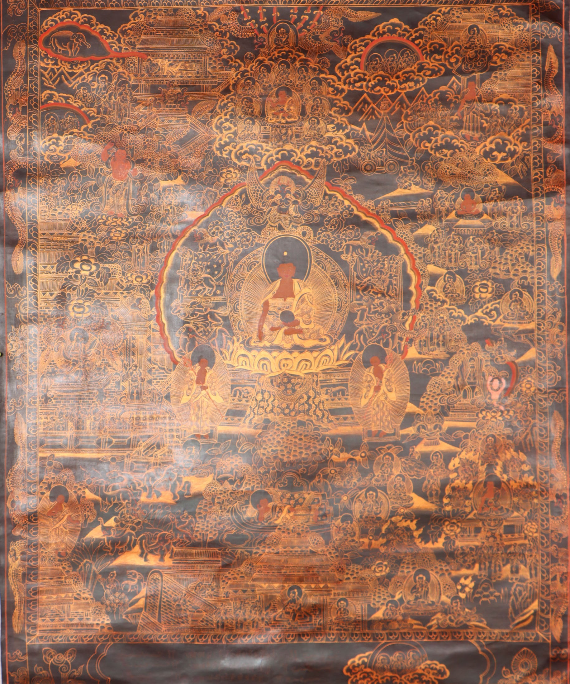 Buddha Life Thangka Painting for wall hanging decor.