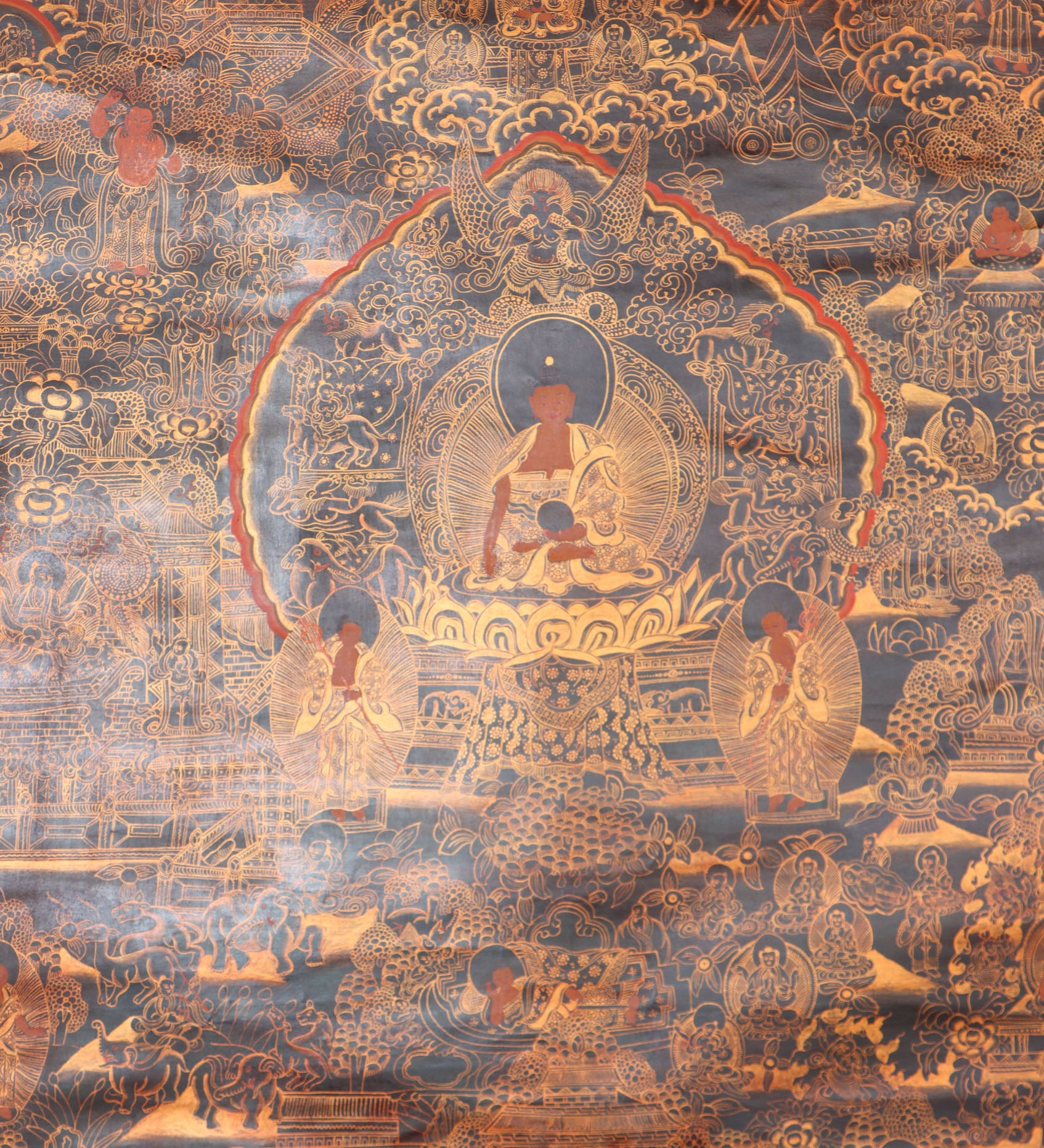 Buddha Life Thangka Painting for wall hanging decor.