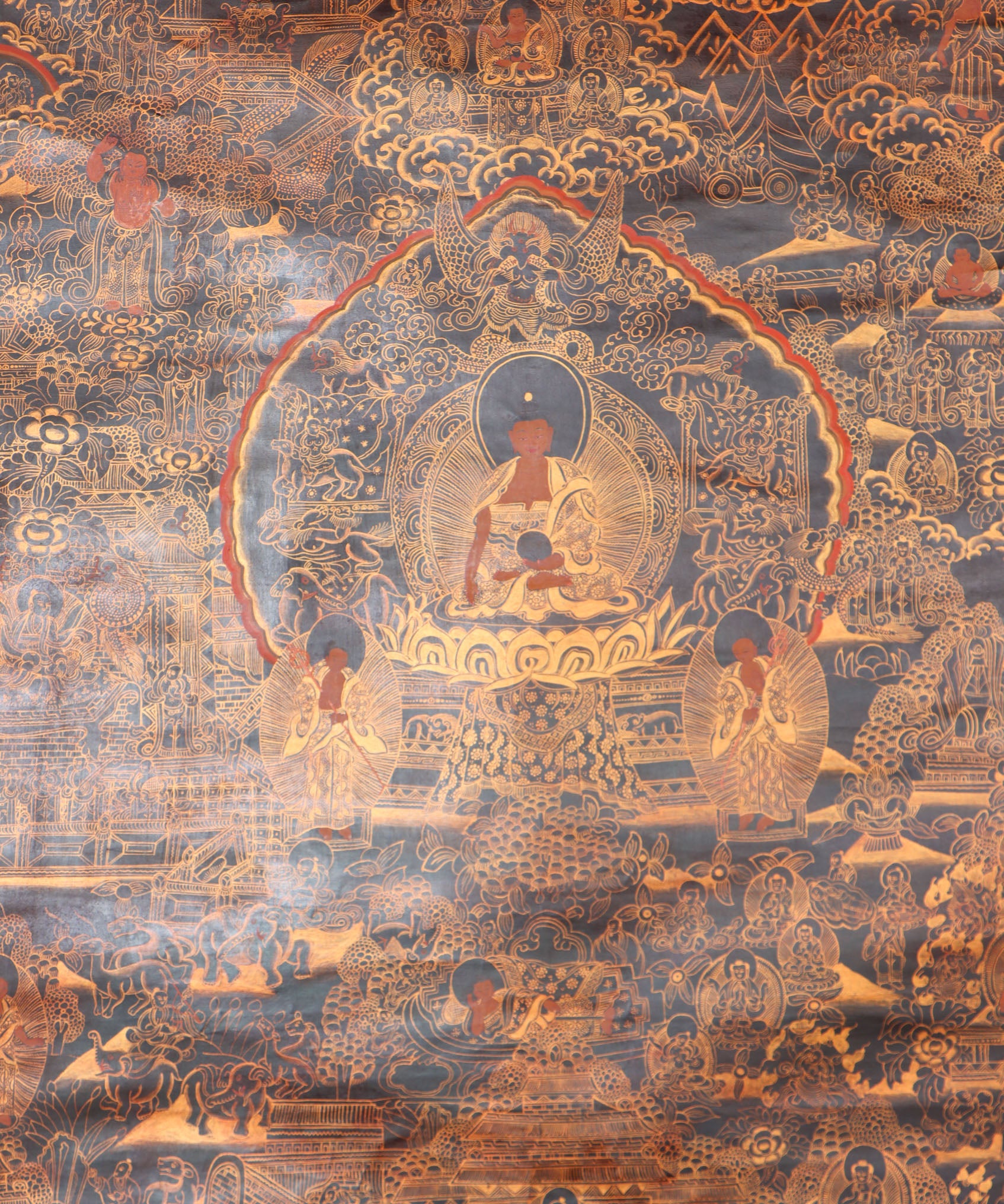 Buddha Life Thangka Painting for wall hanging decor.
