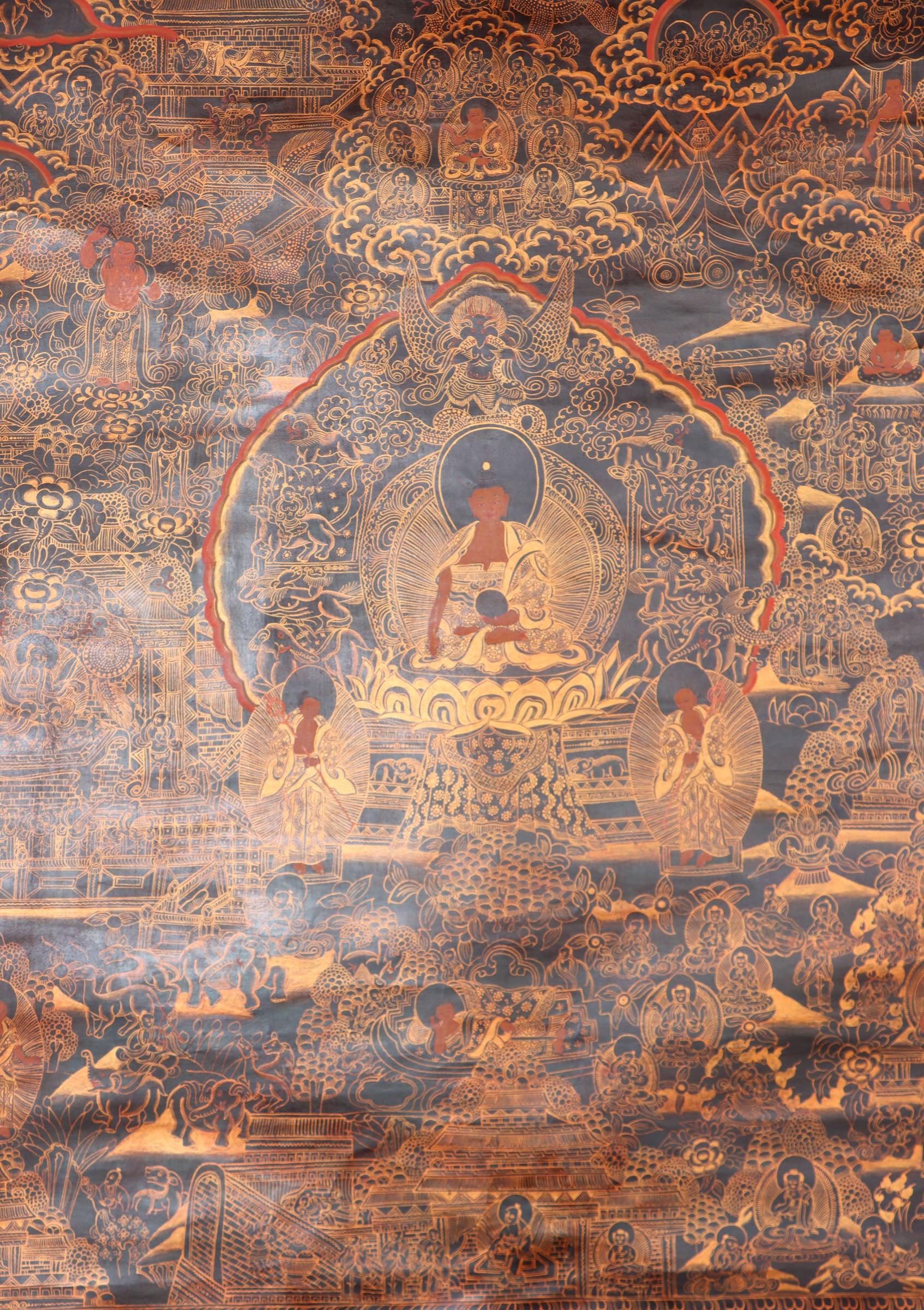 Buddha Life Thangka Painting for wall hanging decor.