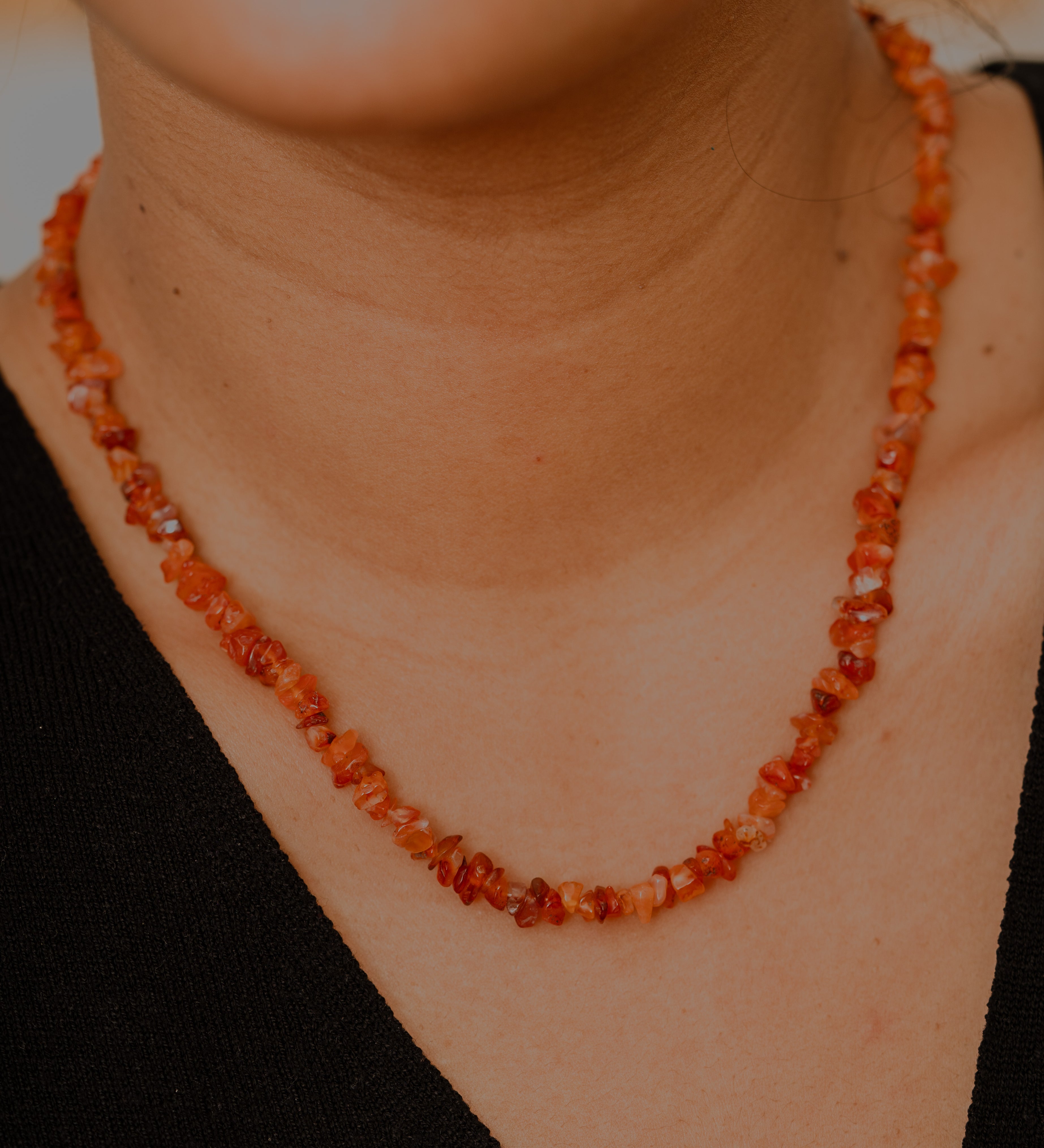 Carnelian crystal chips necklace 