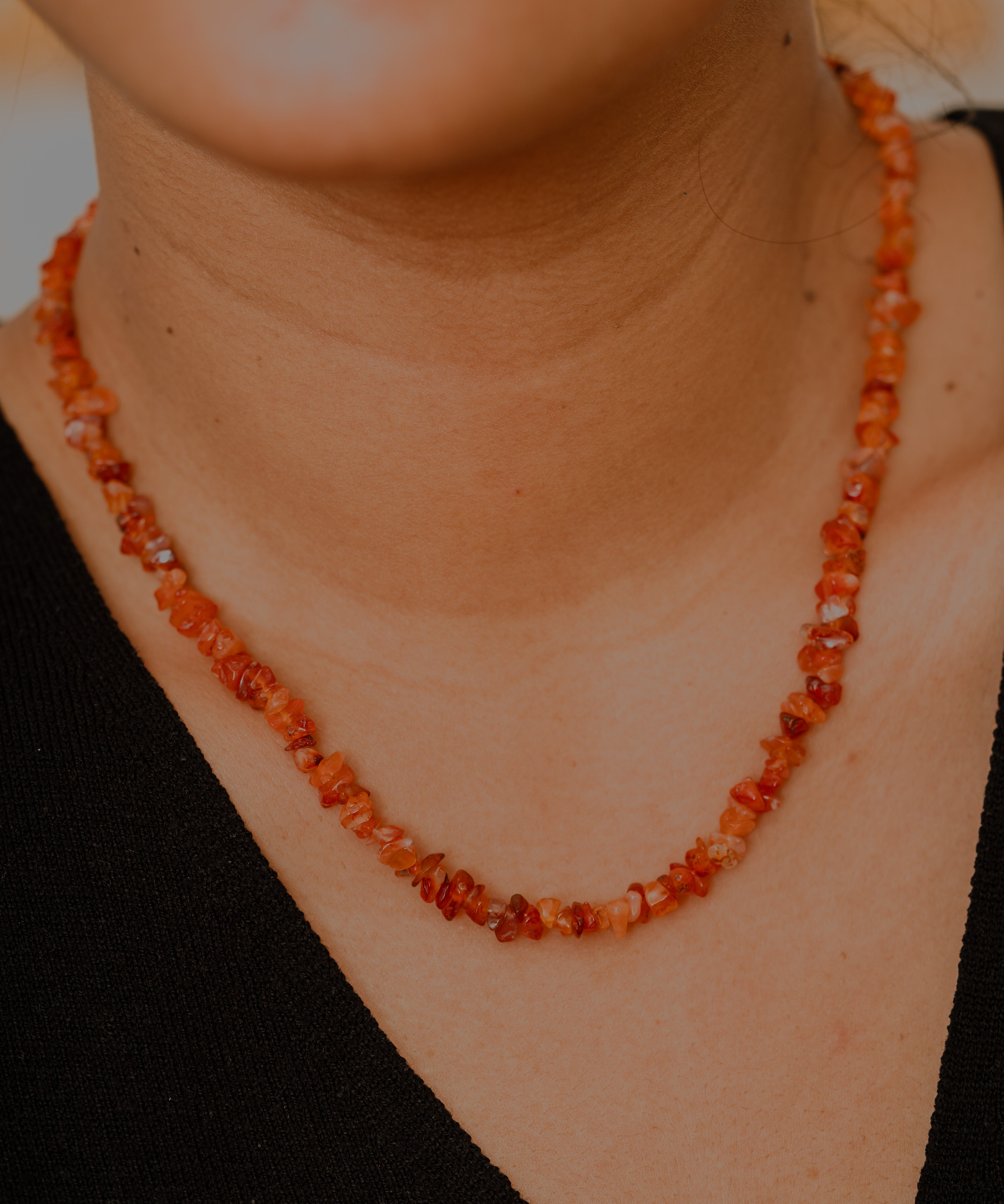 Carnelian crystal chips necklace 