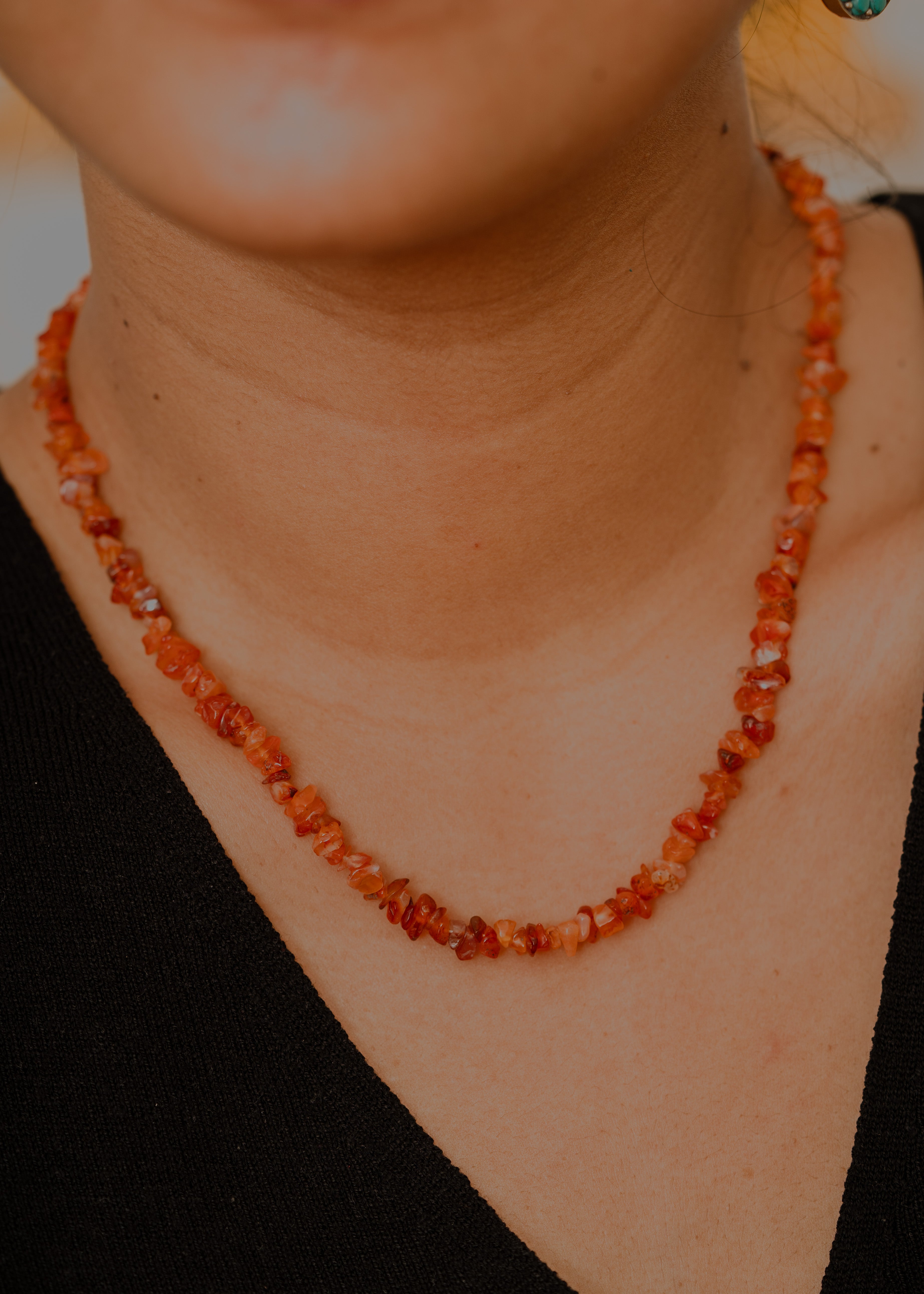 Carnelian crystal chips necklace 