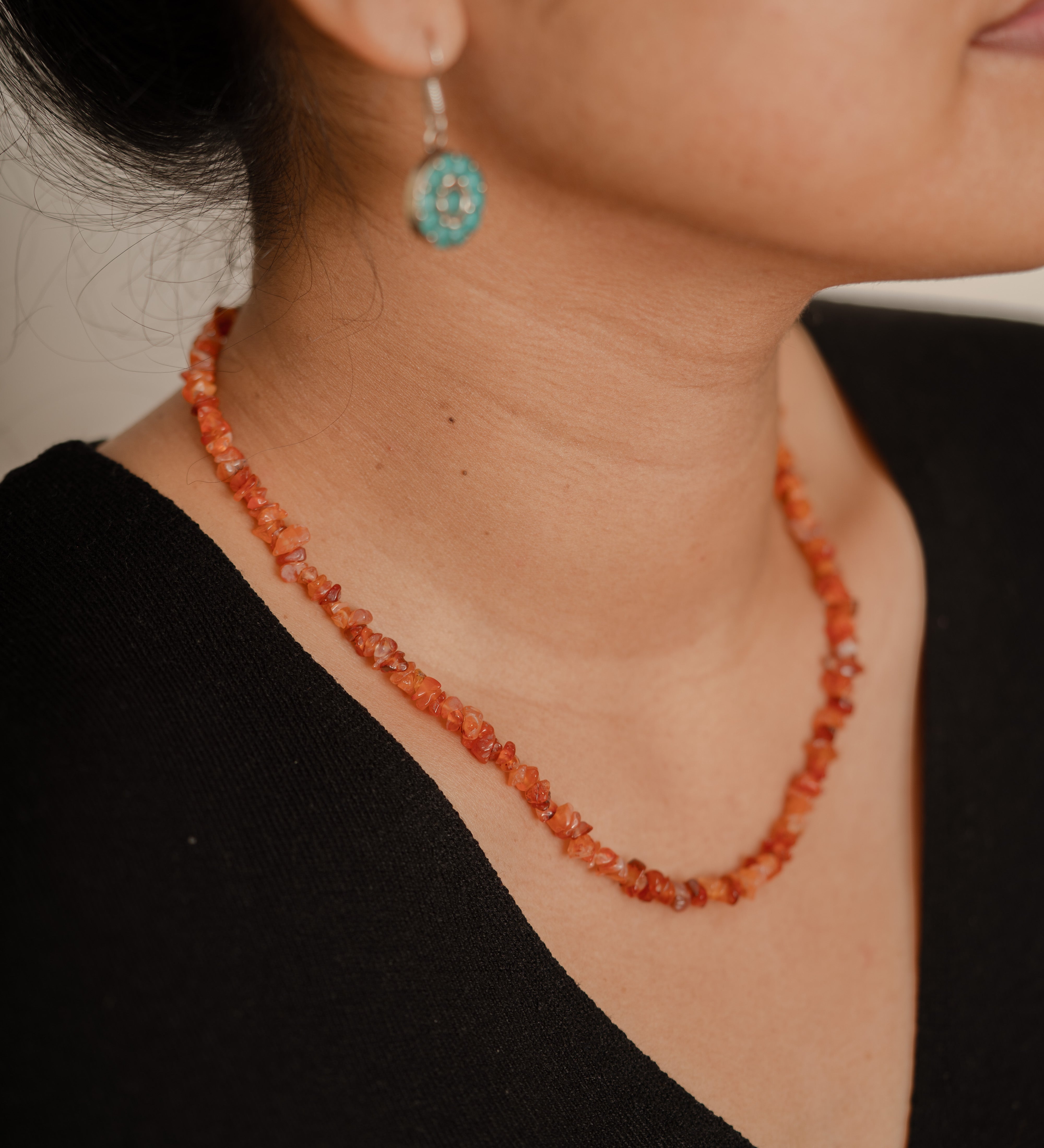 Carnelian crystal chips necklace 