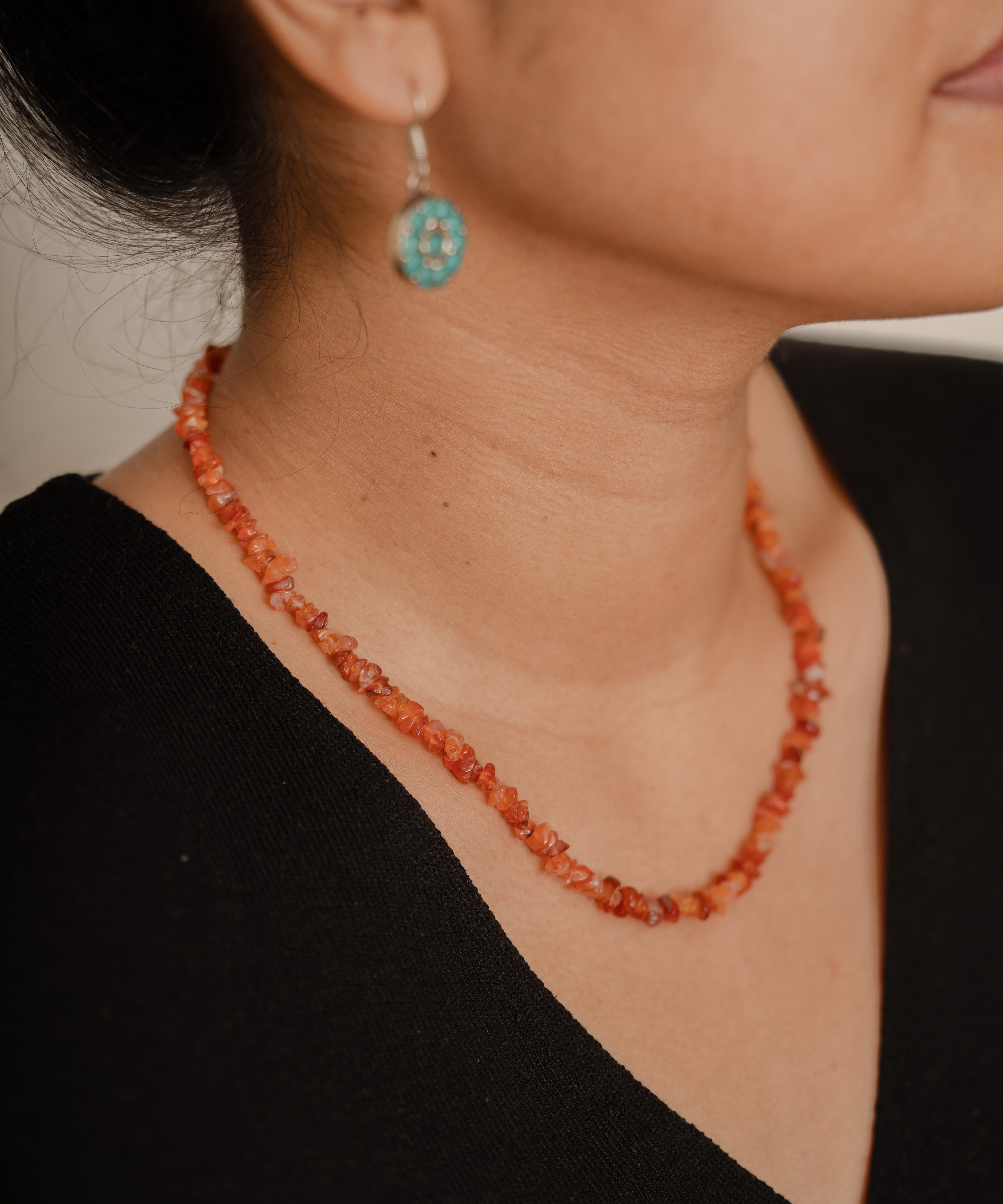 Carnelian crystal chips necklace 
