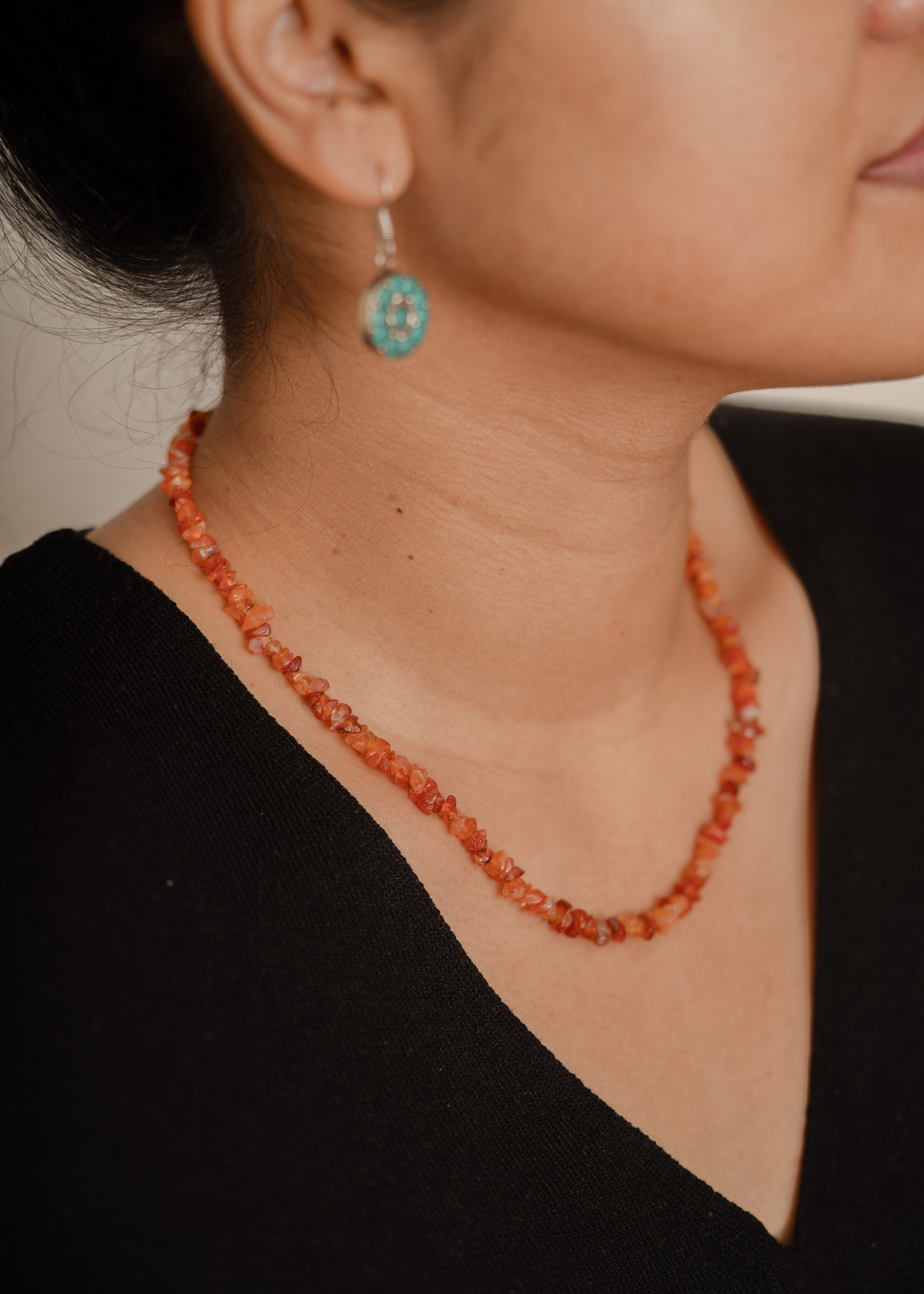 Carnelian crystal chips necklace 