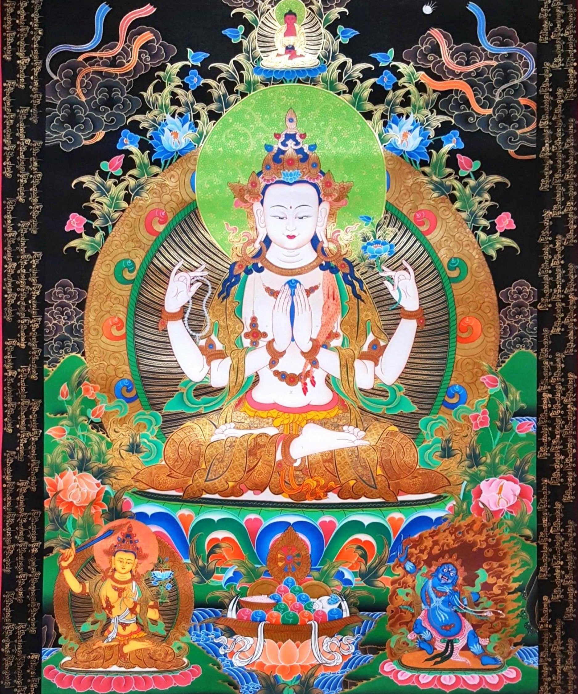 Chengresi Thangka for Wall decor.