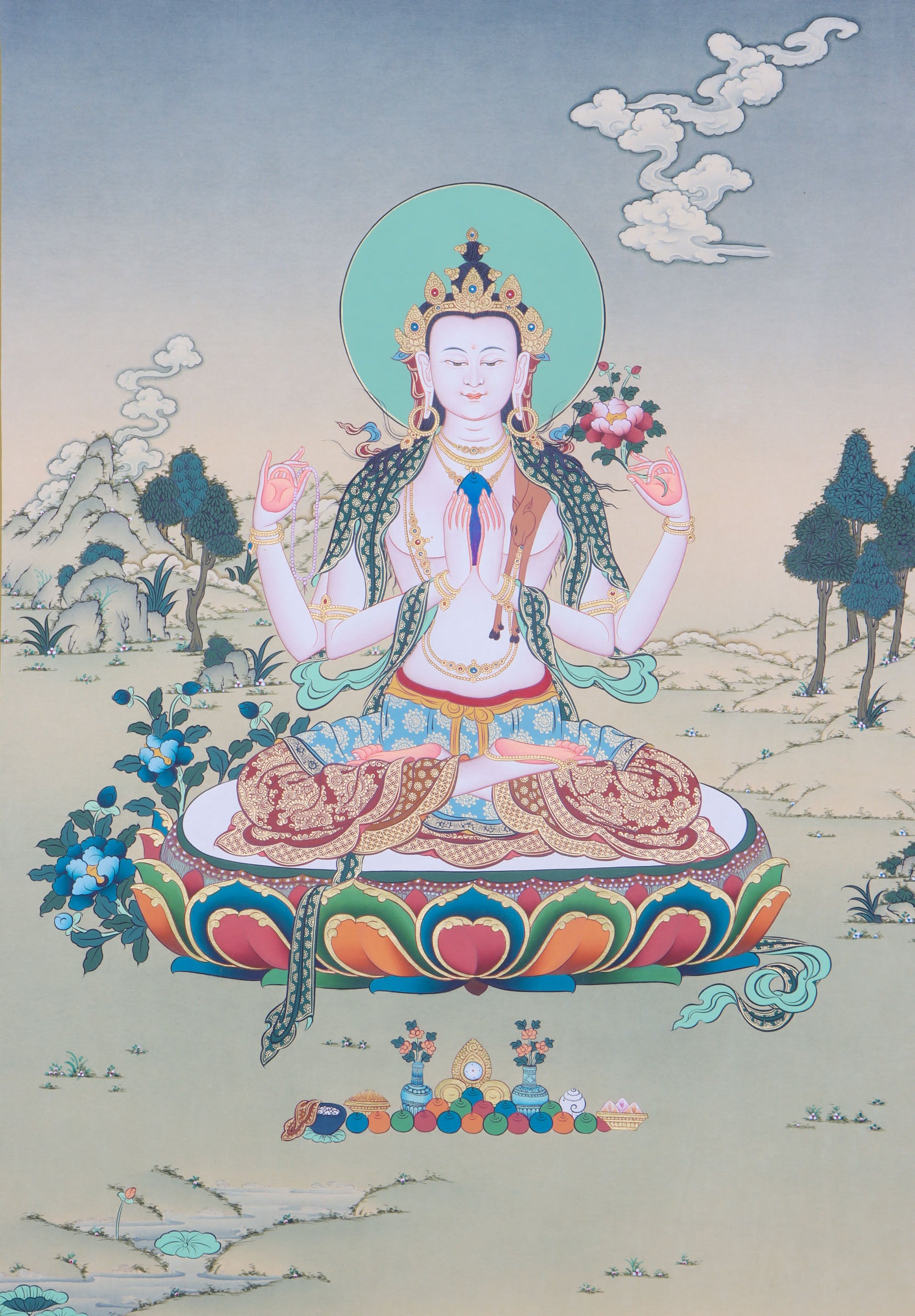Chenrezig, the Bodhisattva of Compassion, representing boundless benevolence and mercy.  