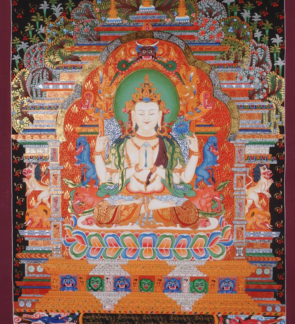 Chenrezig Thangka Painting - Tibetan Art