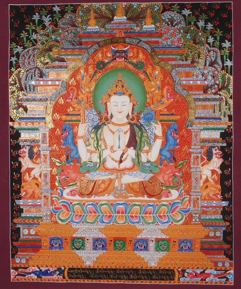 Chenrezig Thangka Painting - Tibetan Art