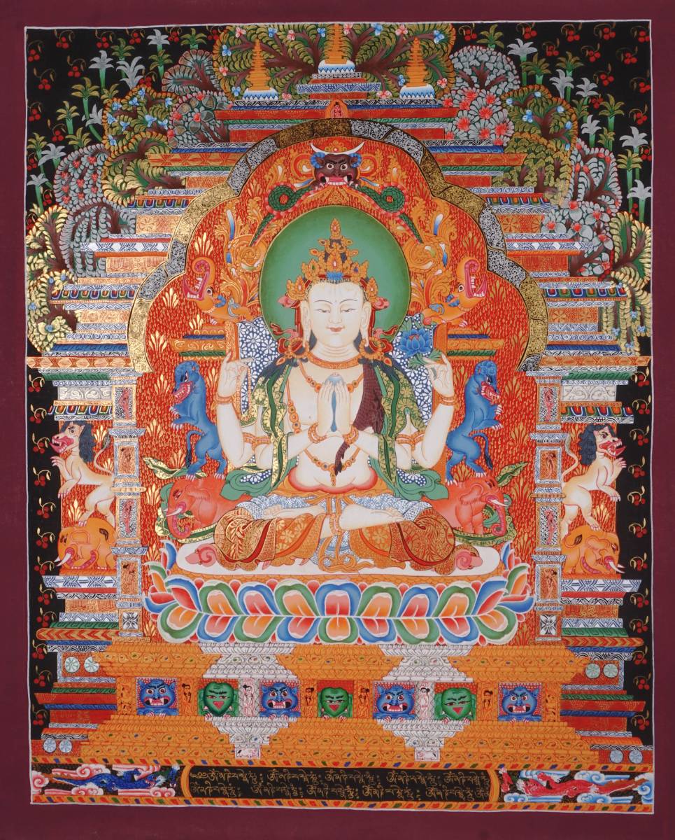 Chenrezig Thangka Painting - Tibetan Art