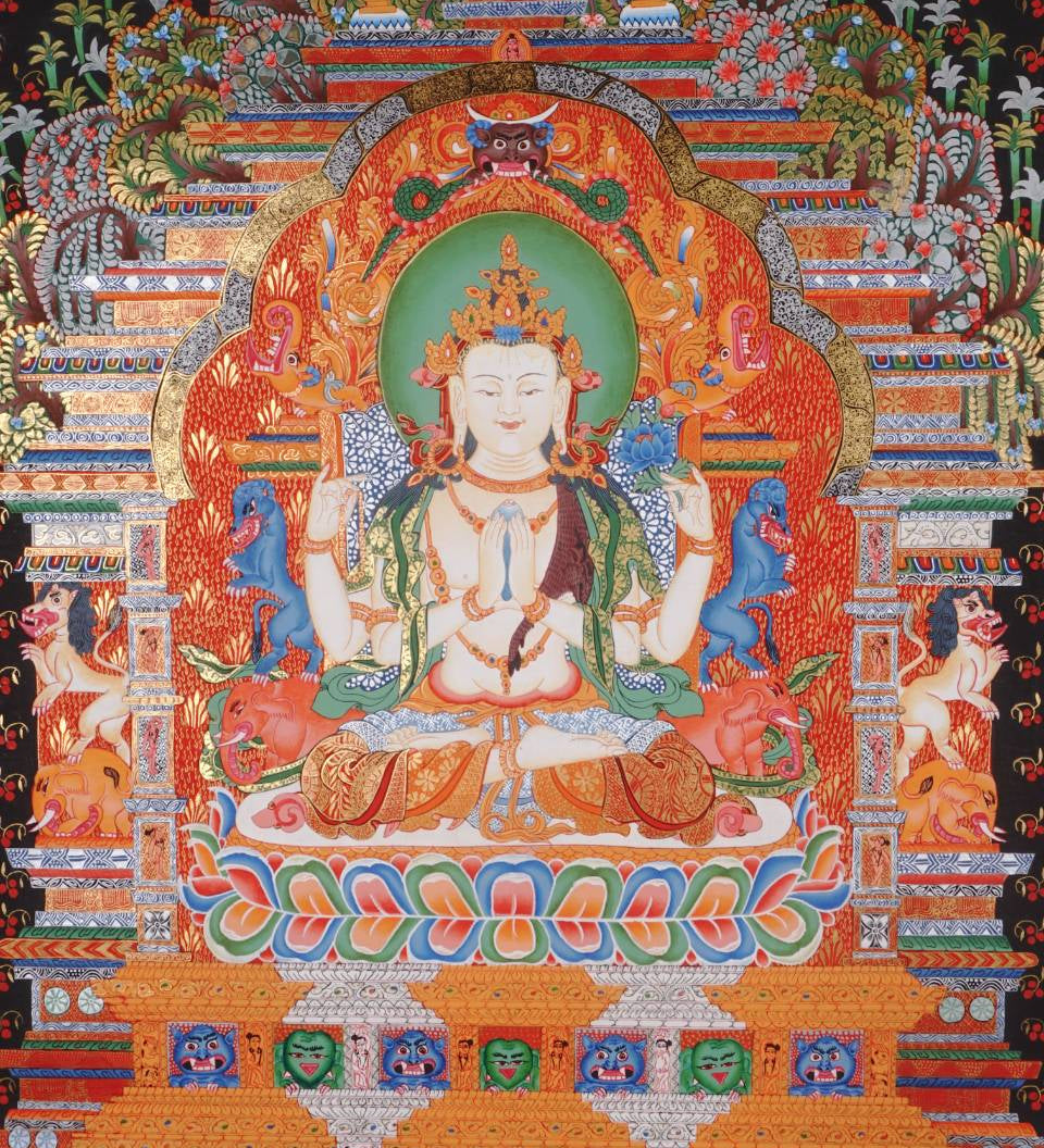 Chenrezig Thangka Painting - Tibetan Art