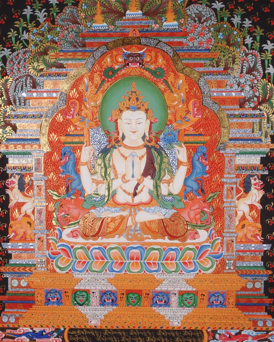 Chenrezig Thangka Painting - Tibetan Art