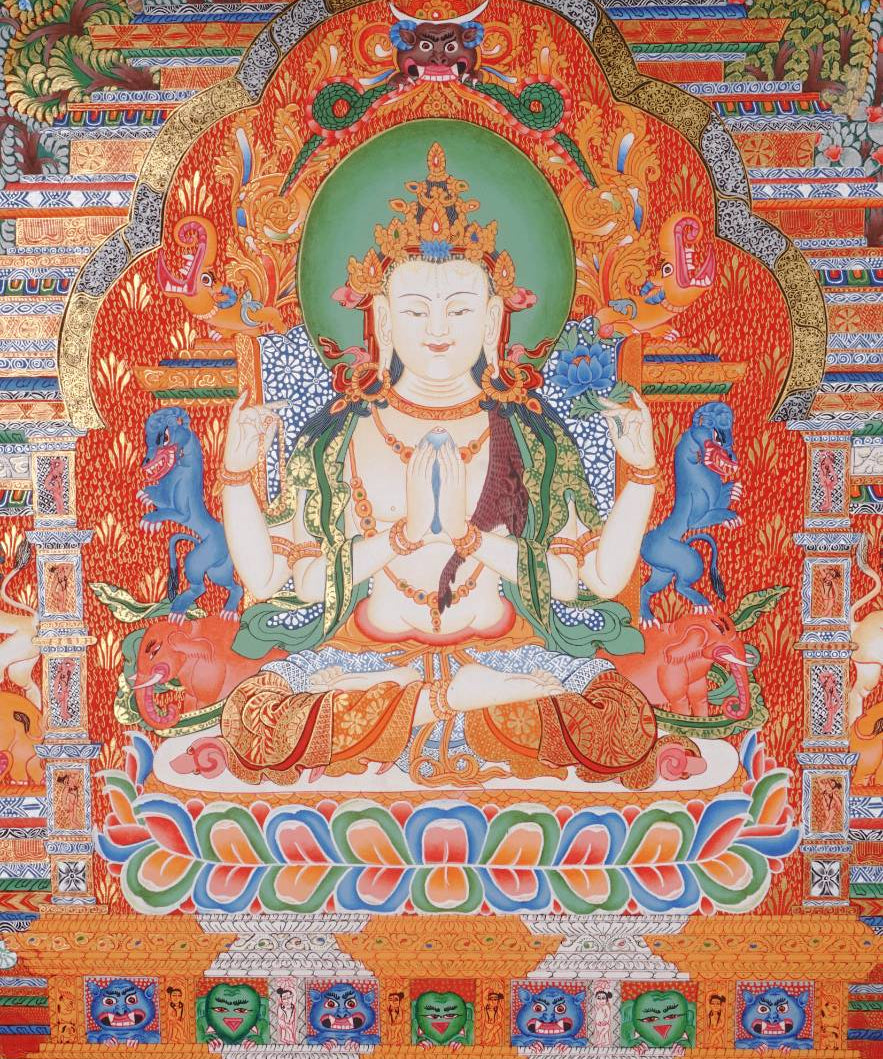 Chenrezig Thangka Painting - Tibetan Art
