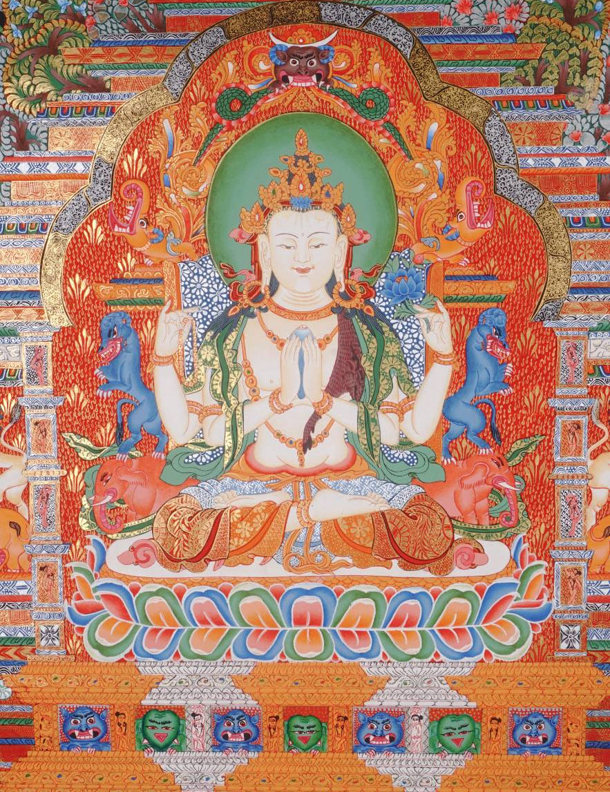 Chenrezig Thangka Painting - Tibetan Art