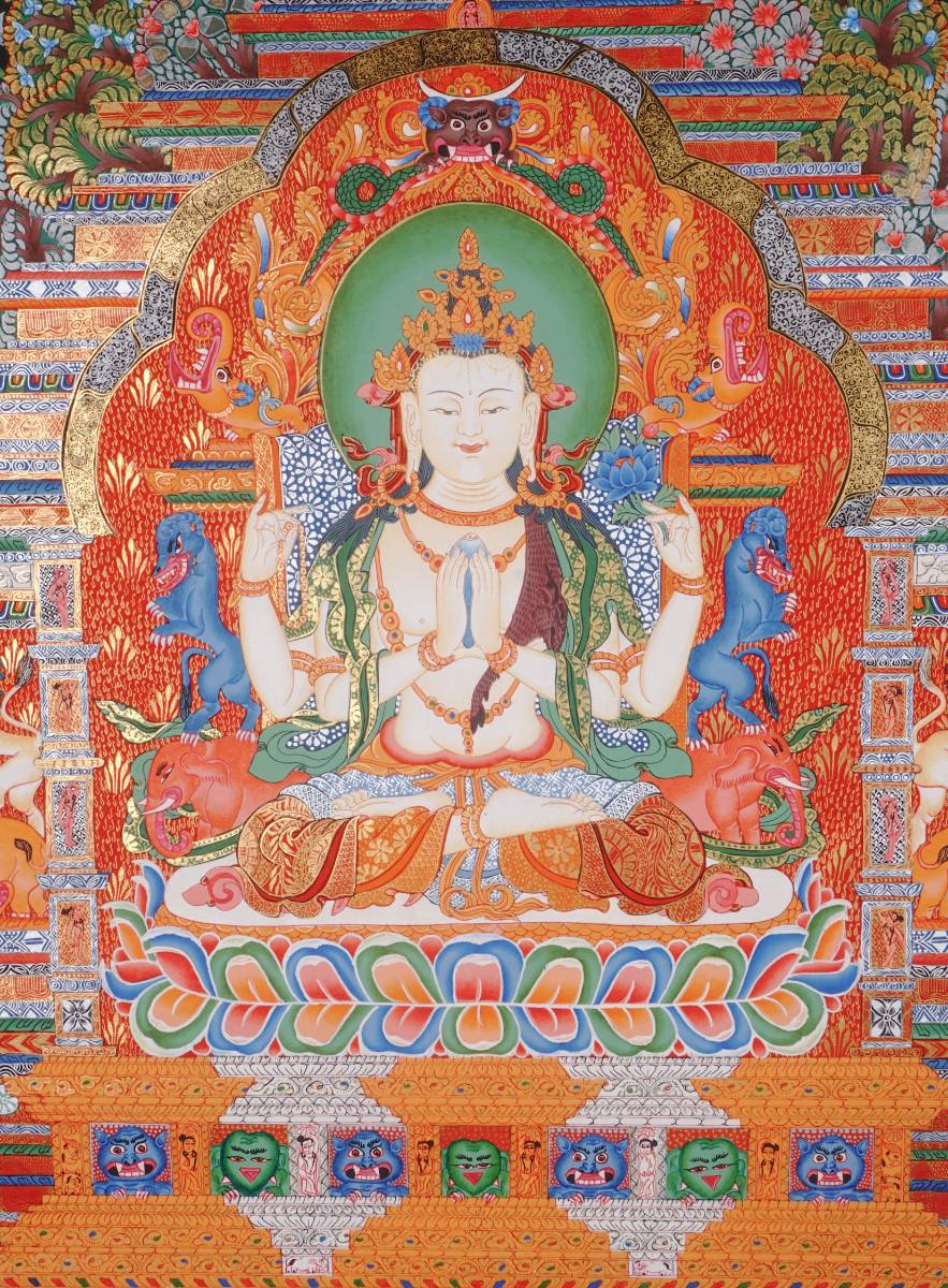 Chenrezig Thangka Painting - Tibetan Art