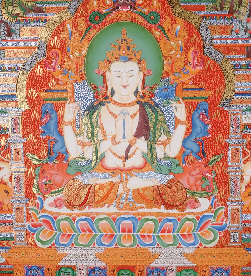 Chenrezig Thangka Painting - Tibetan Art