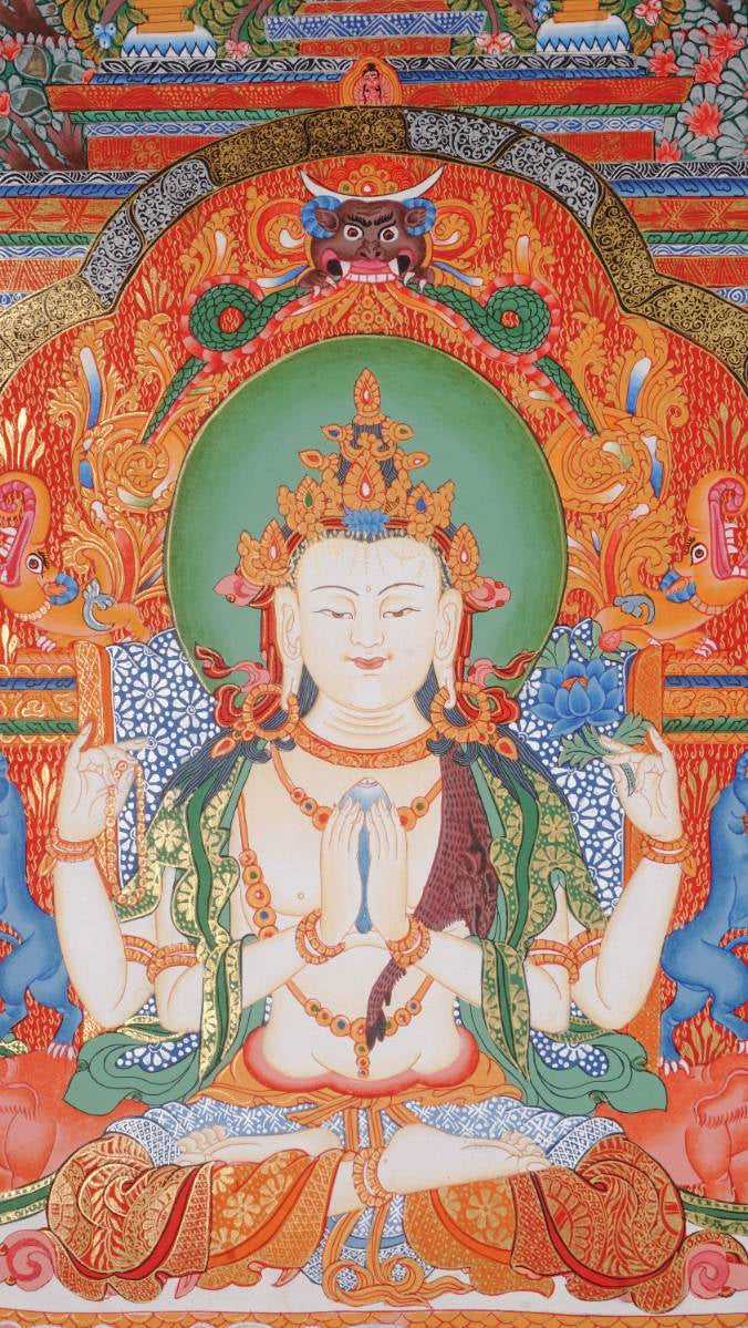 Chenrezig Thangka Painting - Tibetan Art