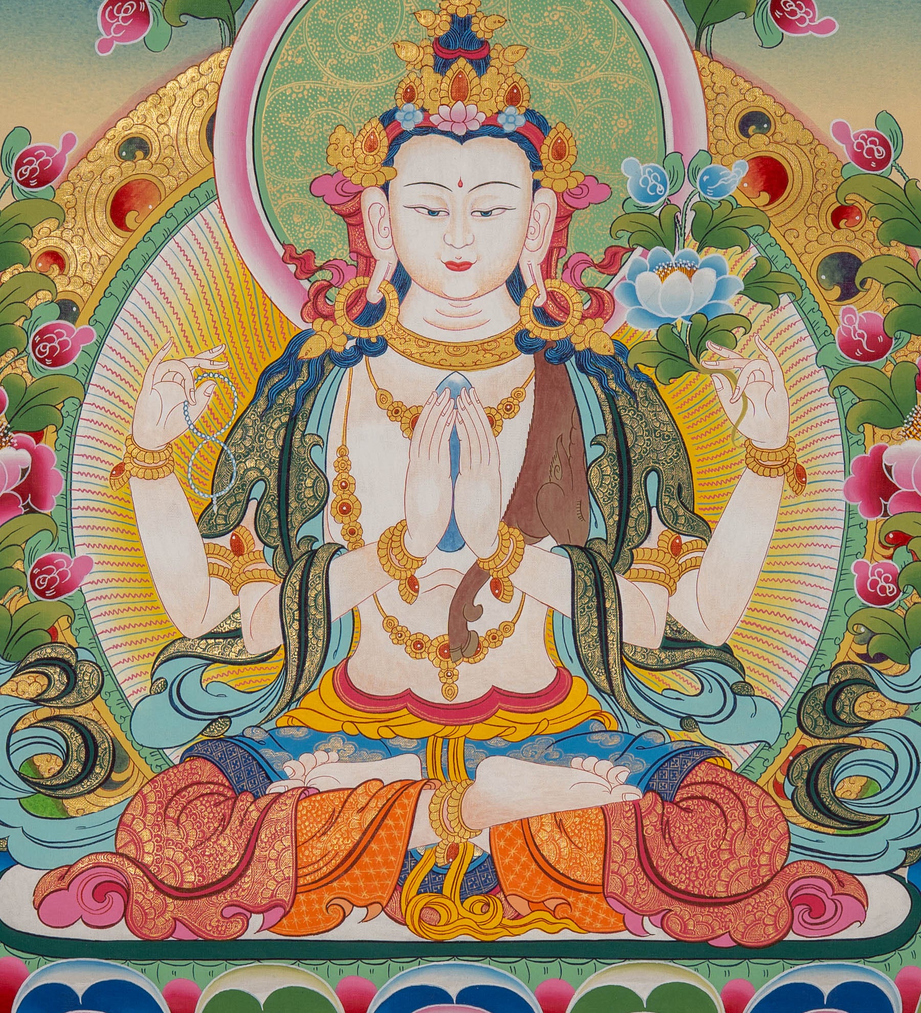 Tibetan Chenrezig Painting - Handpainted Art