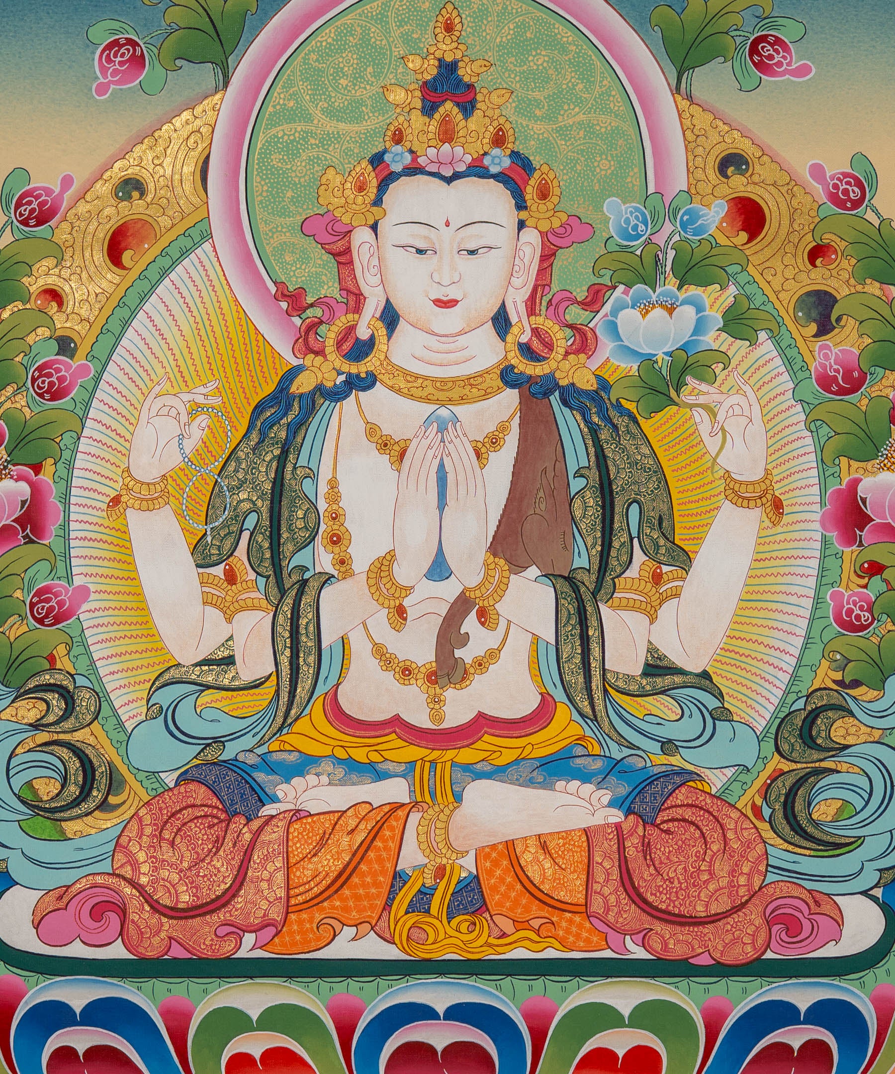 Tibetan Chenrezig Painting - Handpainted Art