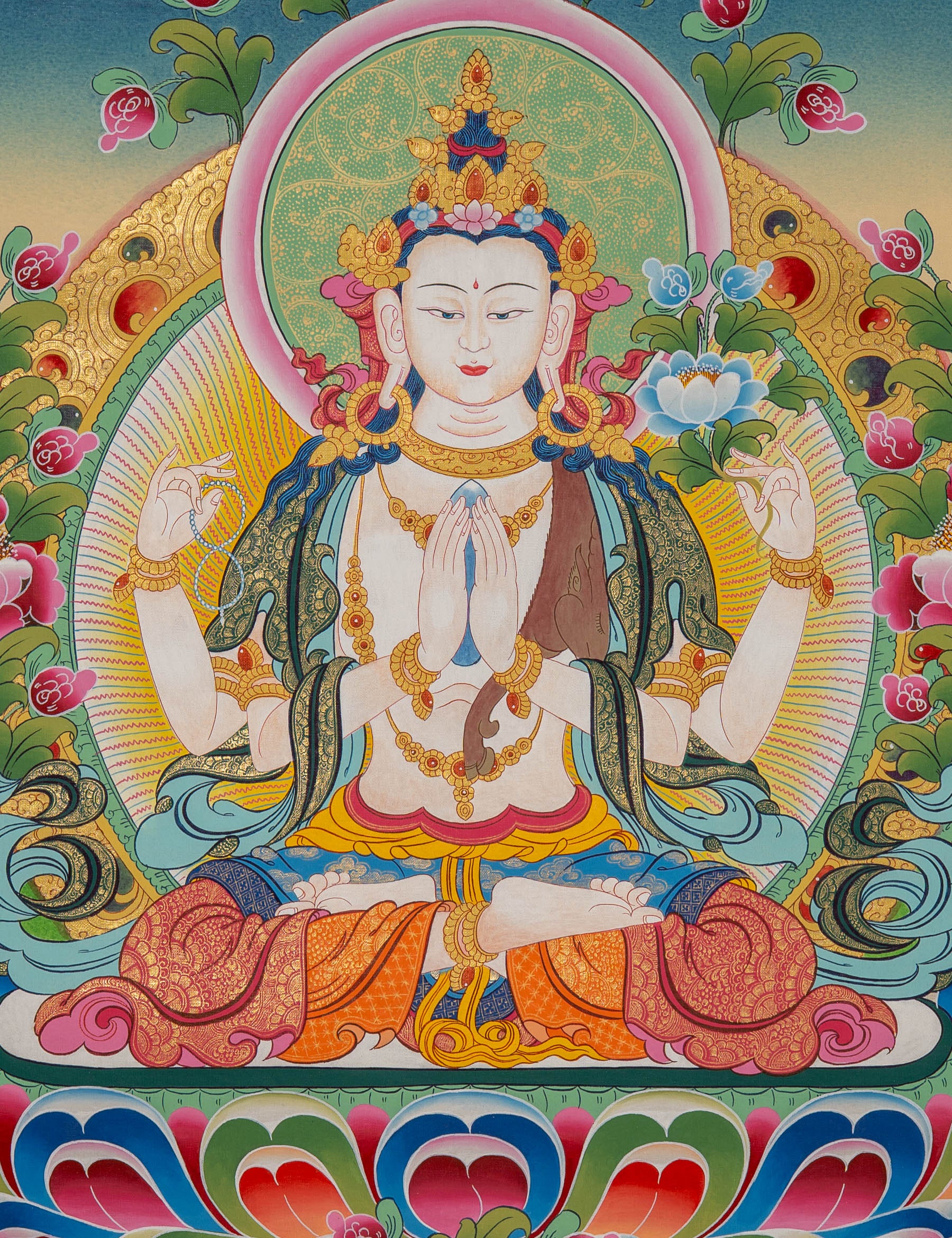 Tibetan Chenrezig Painting - Handpainted Art