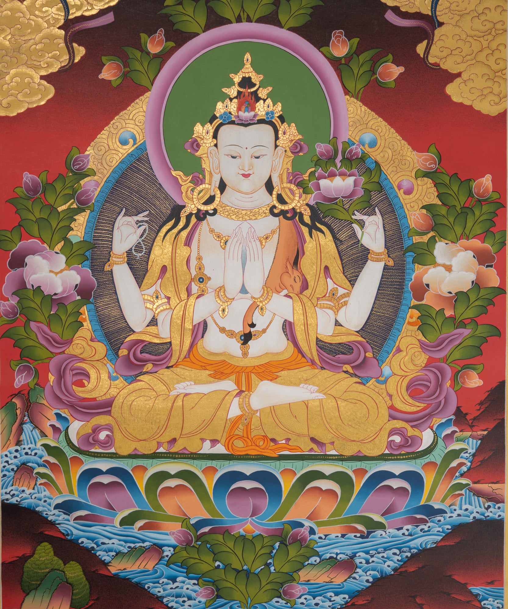Chenrezig Thangka Painting - Sacred Painting