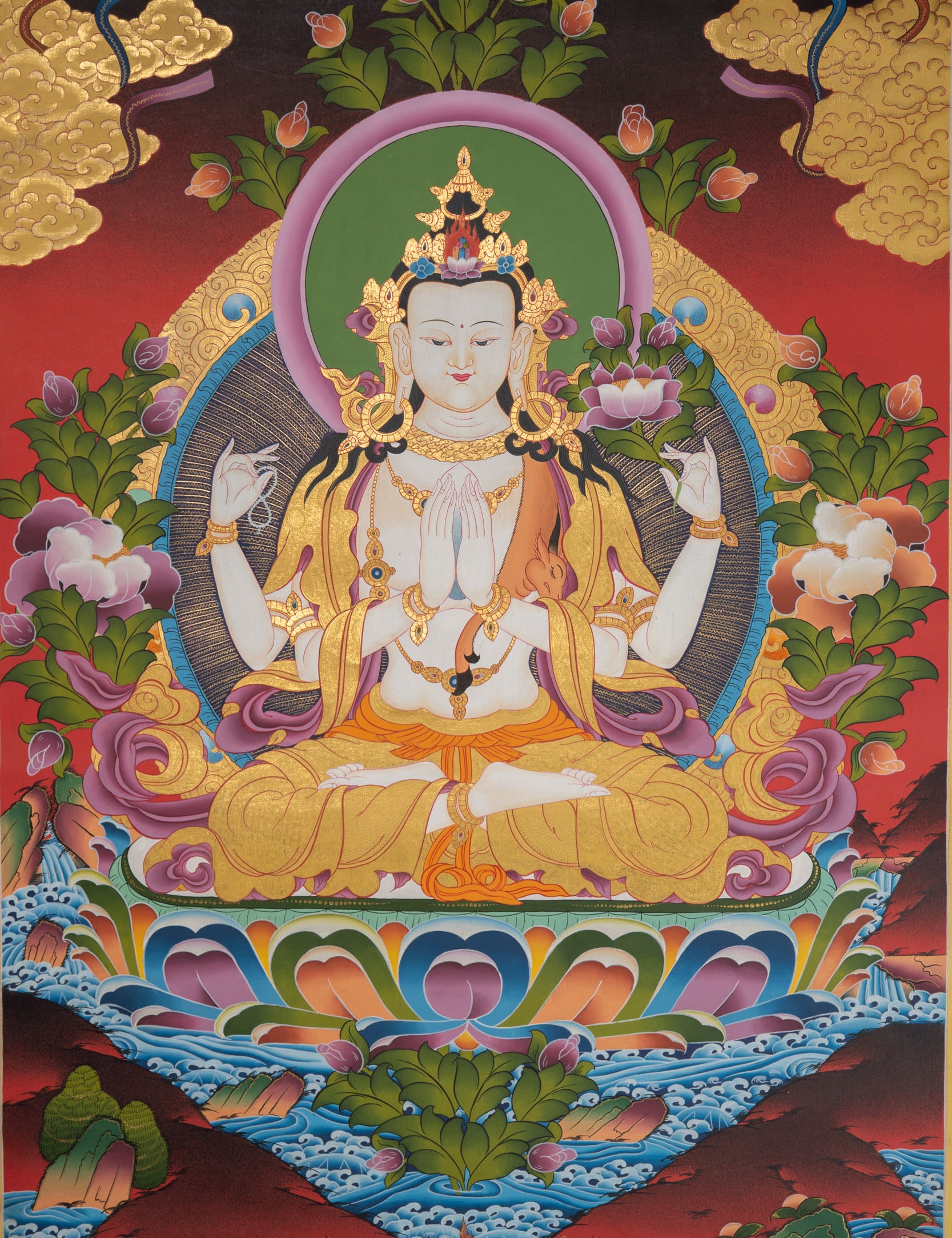 Chenrezig Thangka Painting - Sacred Painting