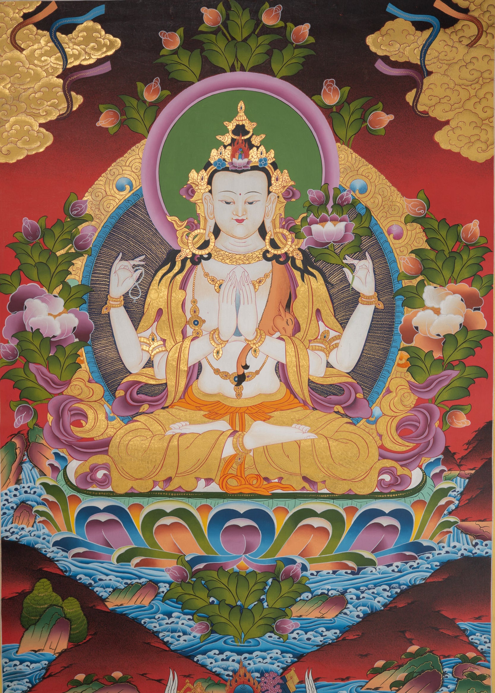 Chenrezig Thangka Painting - Sacred Painting