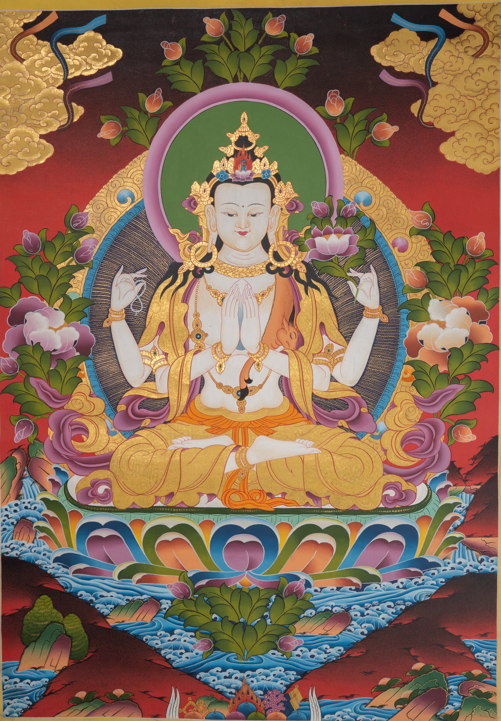 Chenrezig Thangka Painting - Sacred Painting