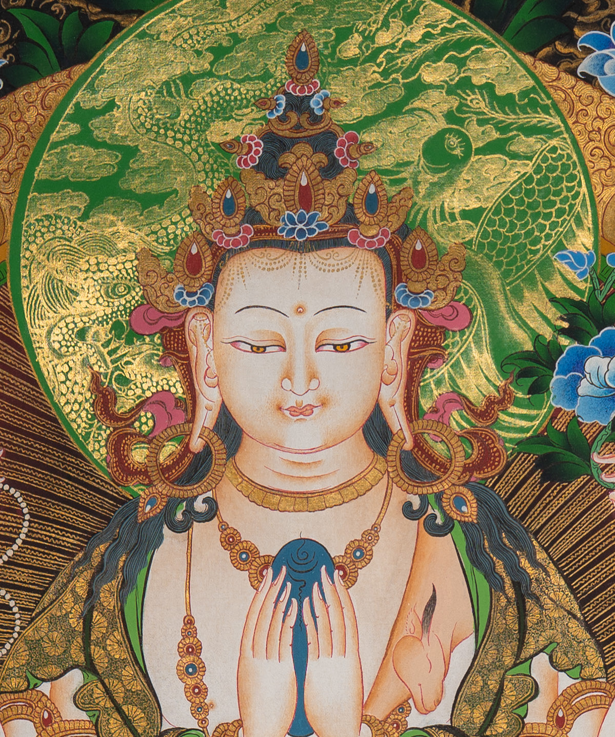 Chenrezig Thangka Painting for wall hanging decor.