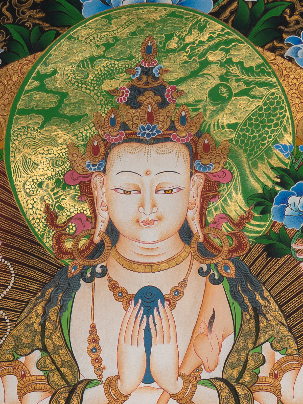 Chenrezig Thangka Painting for wall hanging decor.