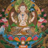 Chenrezig Thangka Painting for wall hanging decor.