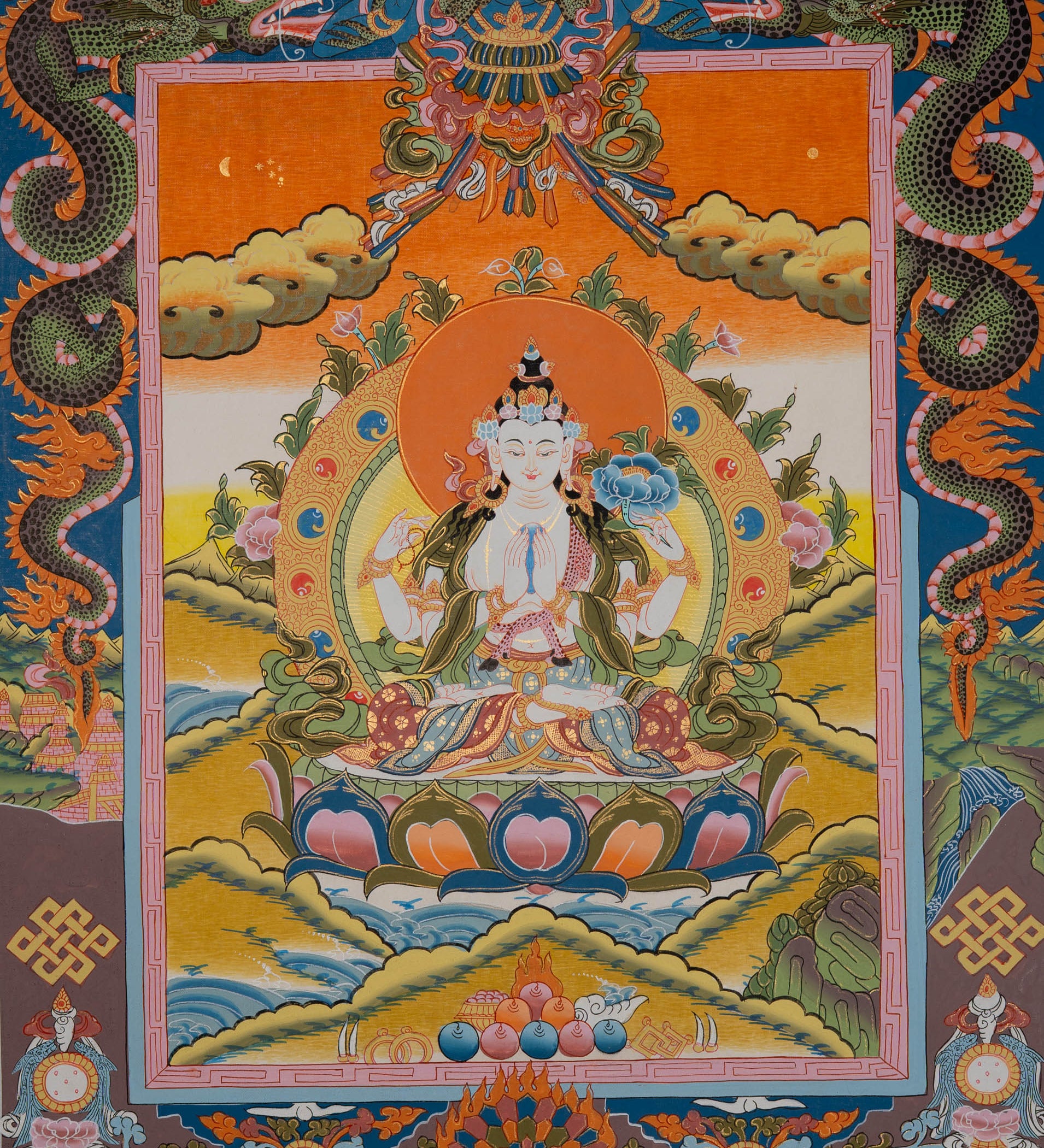 Sacred Chenrezig Thangka Painting