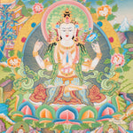 Four-Armed Chengrezig Thangka - Spiritual Art