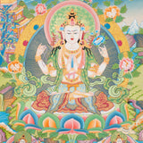Four-Armed Chengrezig Thangka - Spiritual Art
