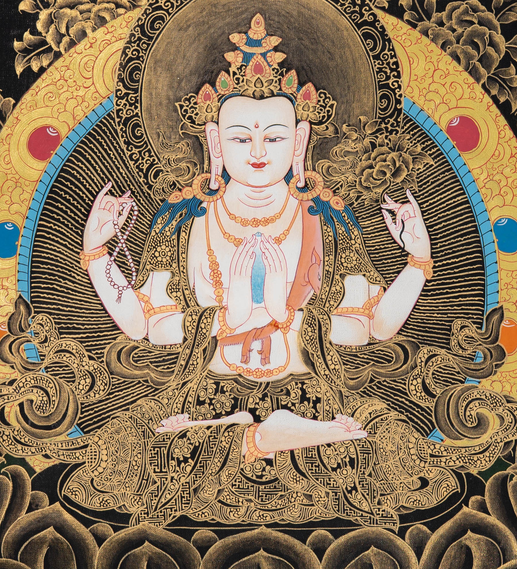 Thangka Painting of Chenrezig - Handpainted Art