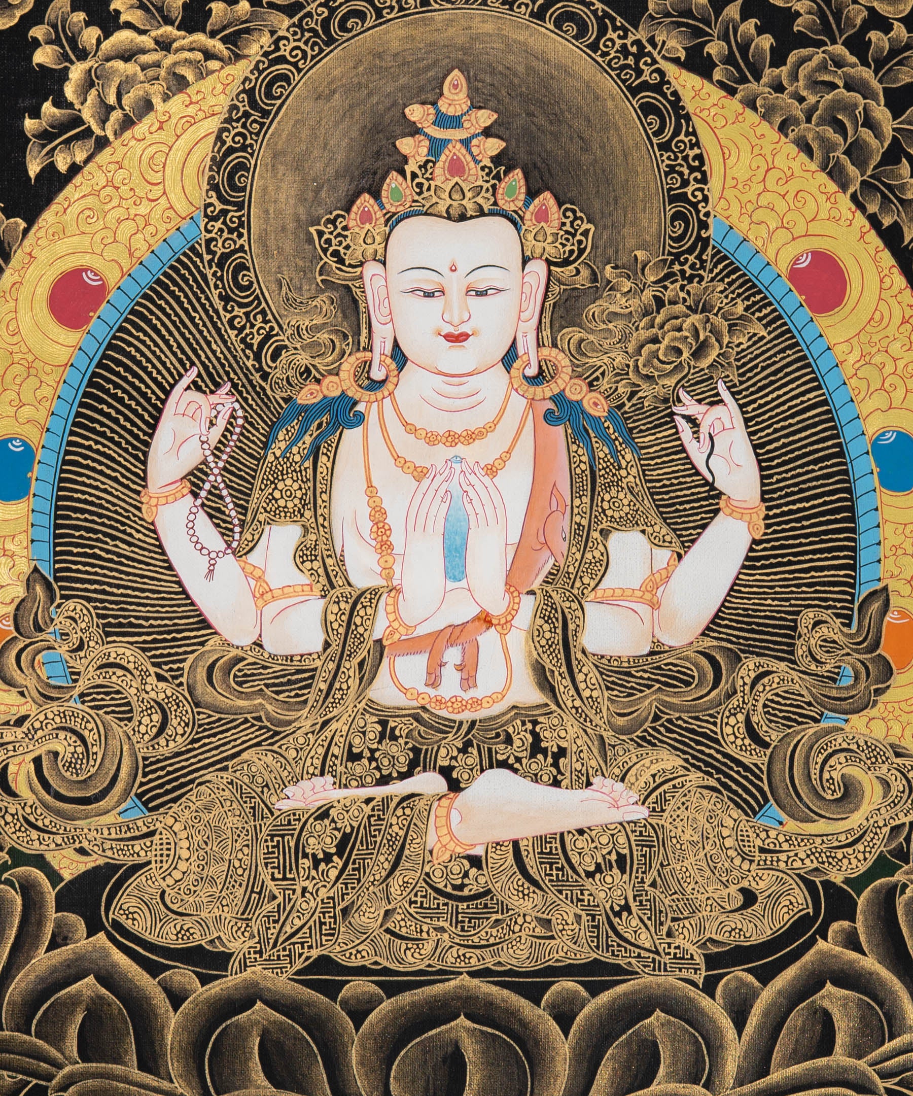 Thangka Painting of Chenrezig - Handpainted Art