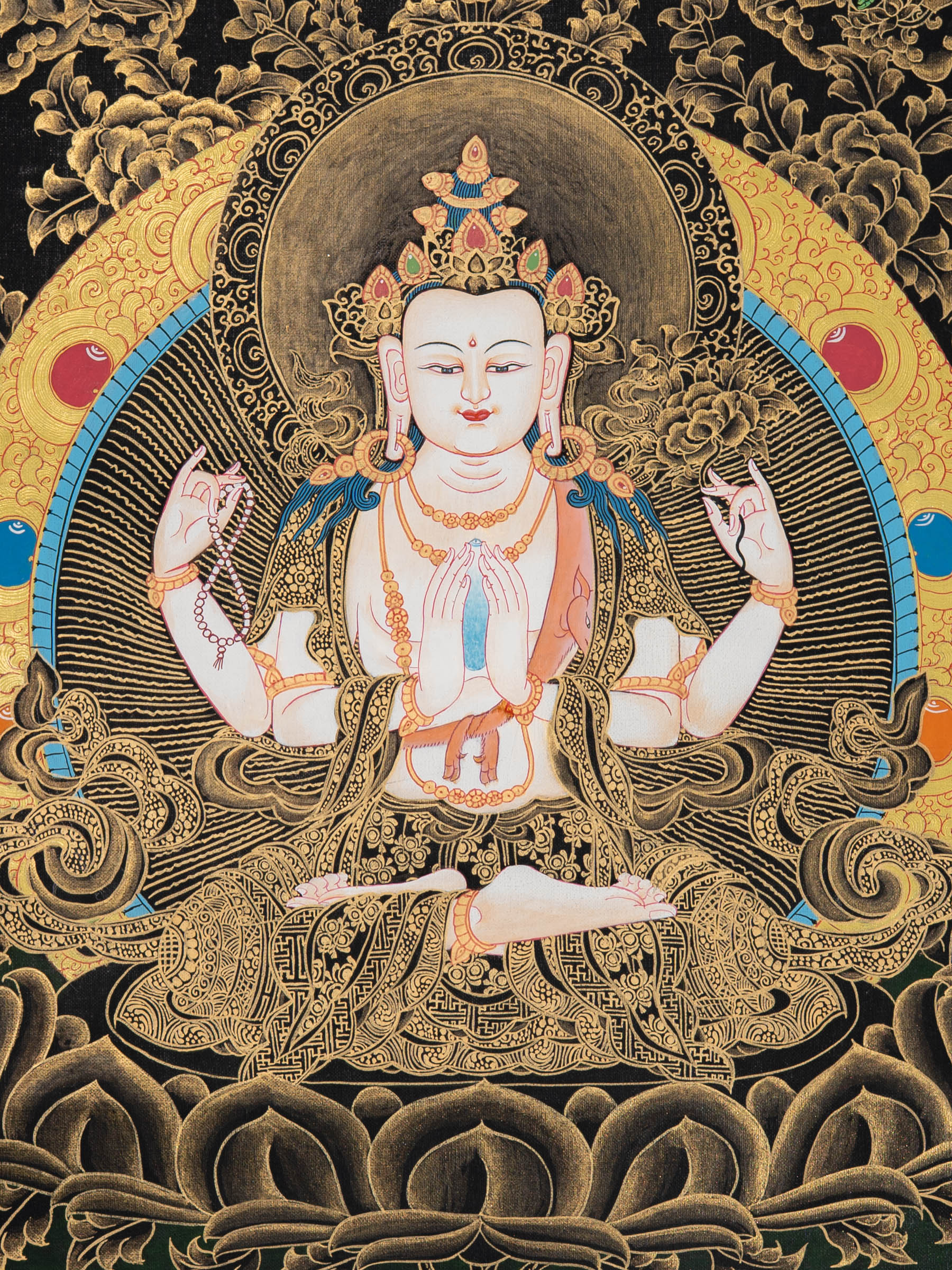 Thangka Painting of Chenrezig - Handpainted Art